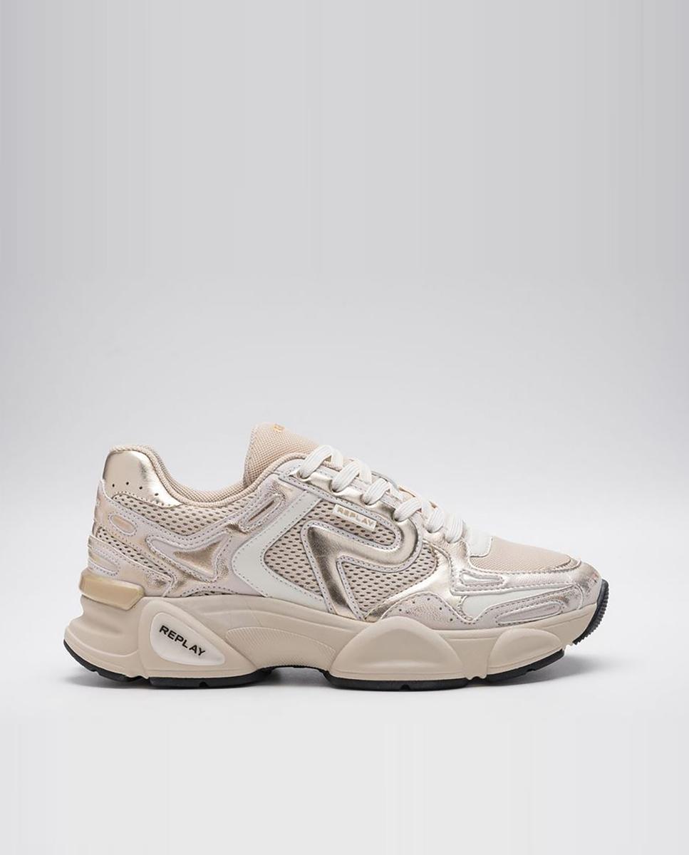 Replay - Zapatillas retro de mujer con rejilla y cordones.