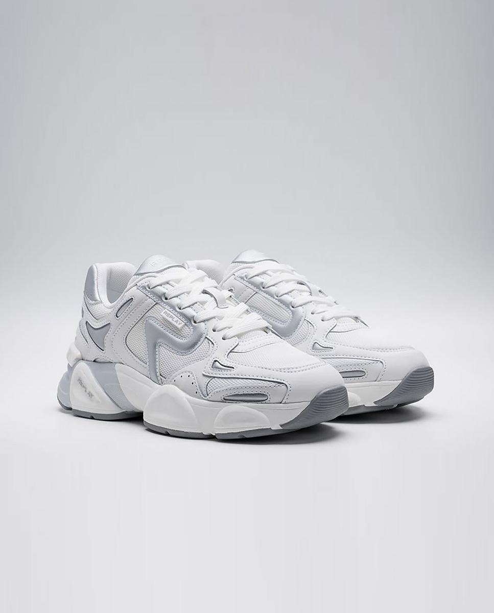 Zapatillas retro de mujer con cordones y puntera redonda - Replay - Plata Plata-3