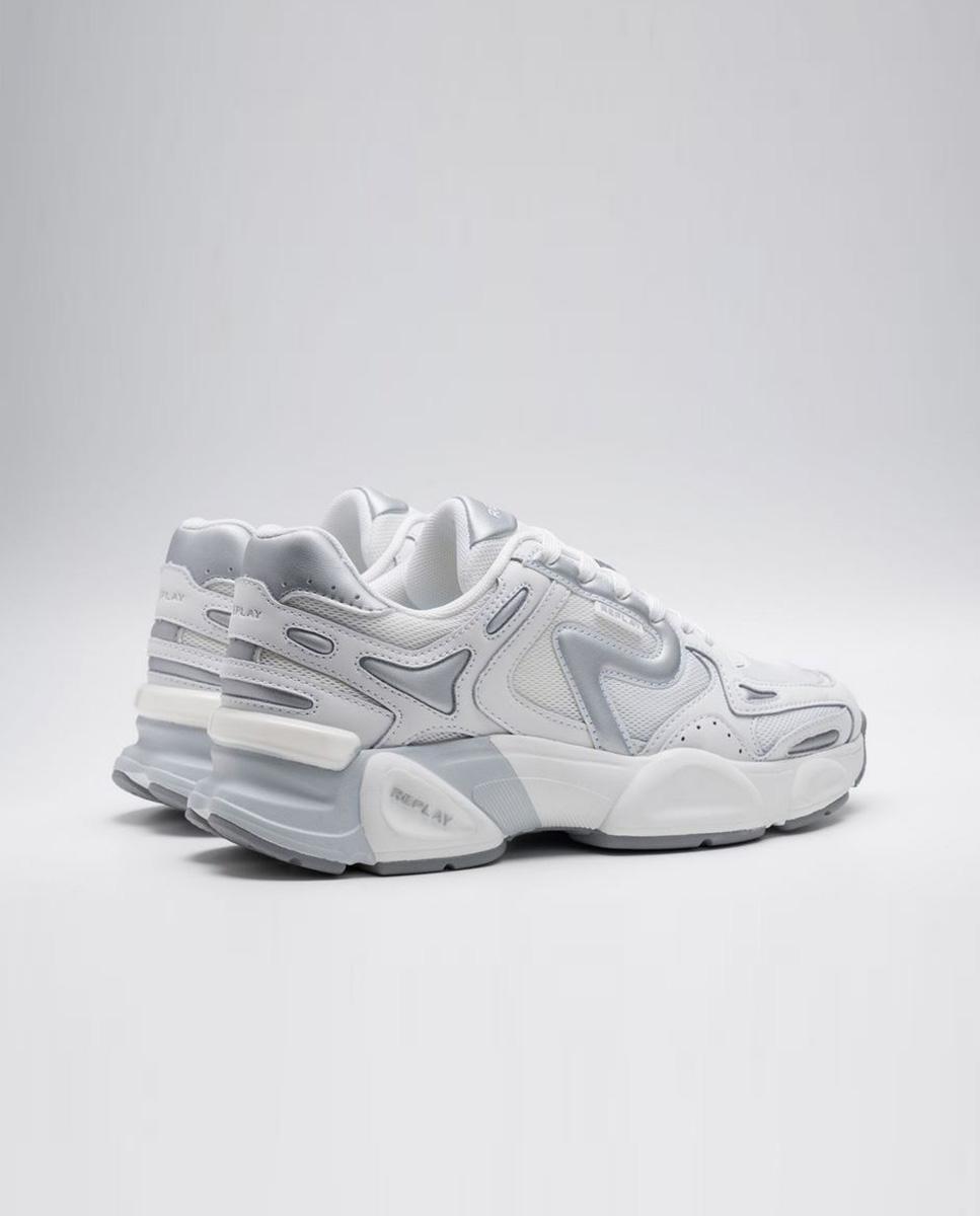 Zapatillas retro de mujer con cordones y puntera redonda - Replay - Plata Plata-2