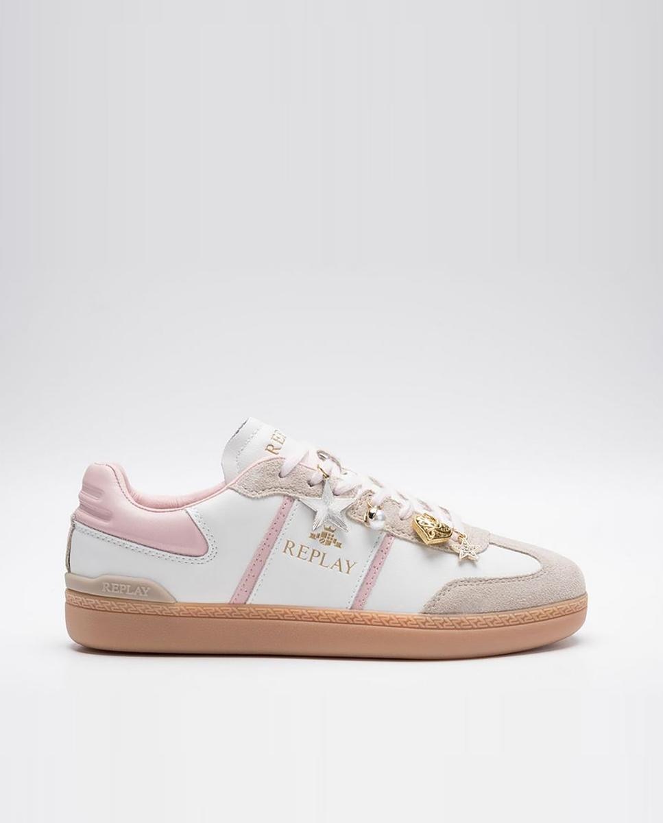 Replay - Zapatillas blancas de mujer con cordones y logo lateral.