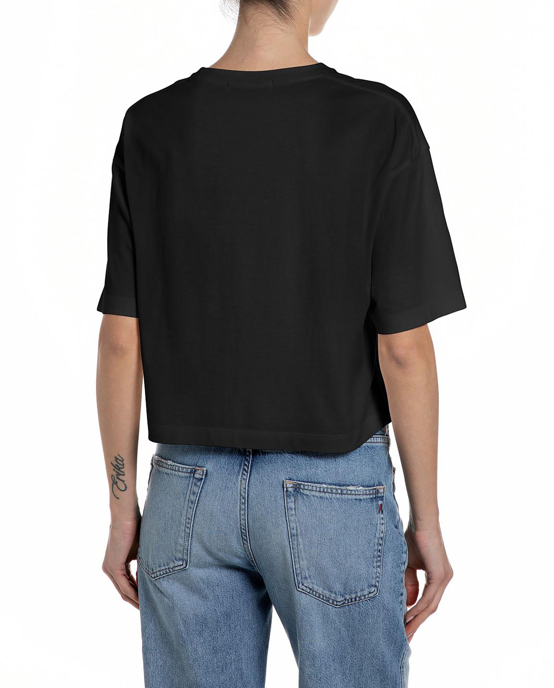 Camiseta de mujer cropped de manga corta - Replay - Gris claro Negro-2