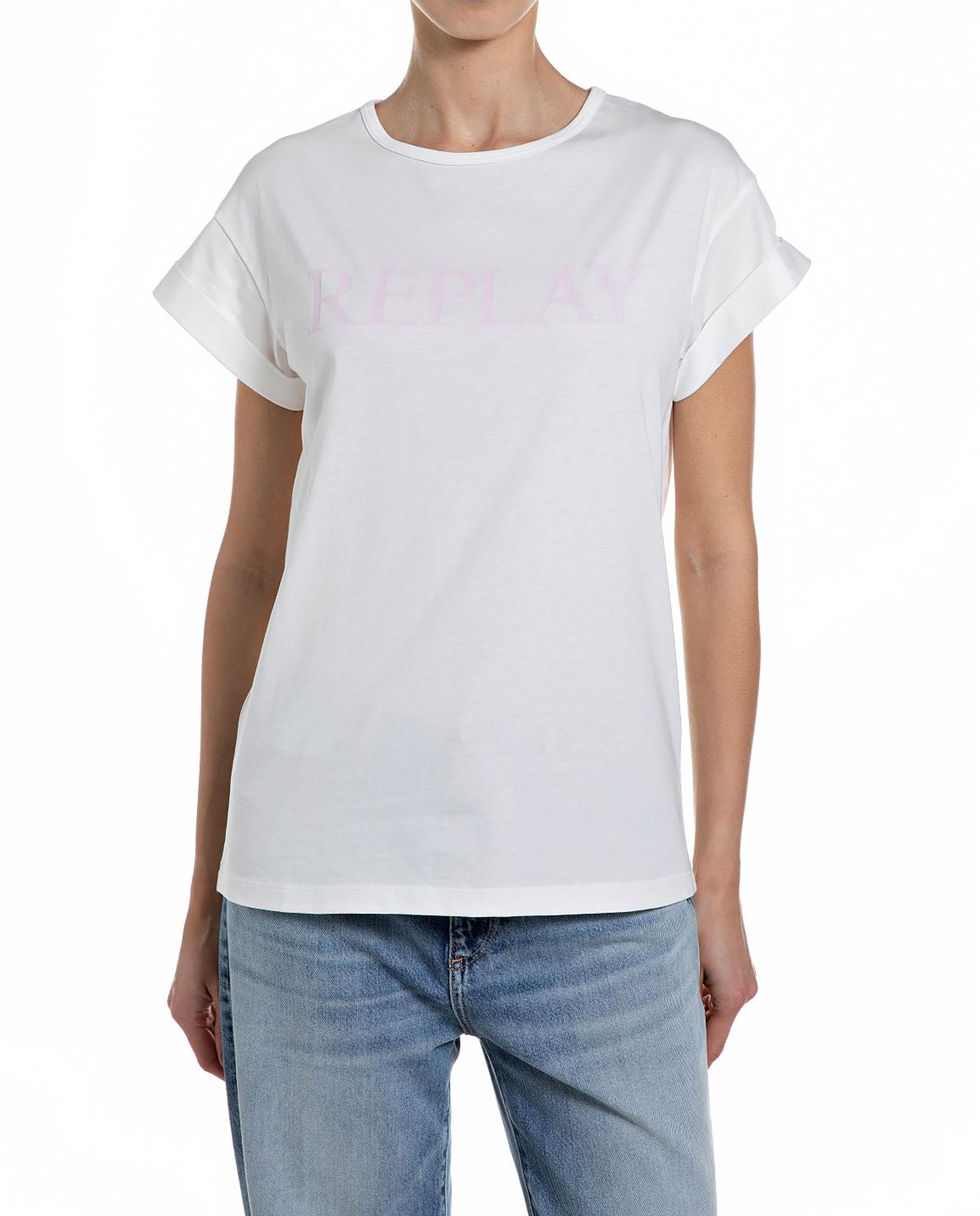 Camiseta de mujer de manga corta de algodón - Replay - Blanco Blanco-1
