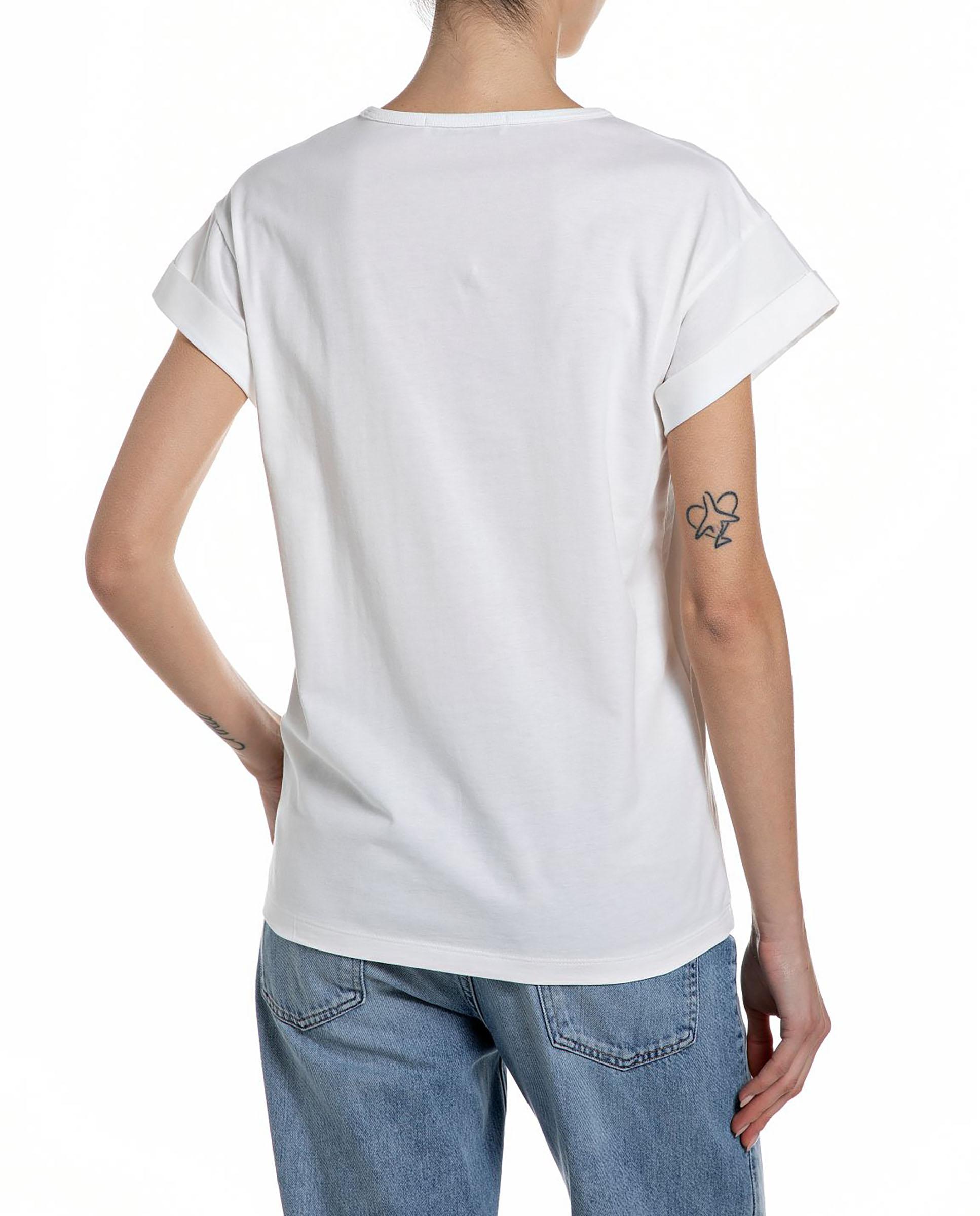 Camiseta de mujer de manga corta de algodón - Replay - Blanco Blanco-2