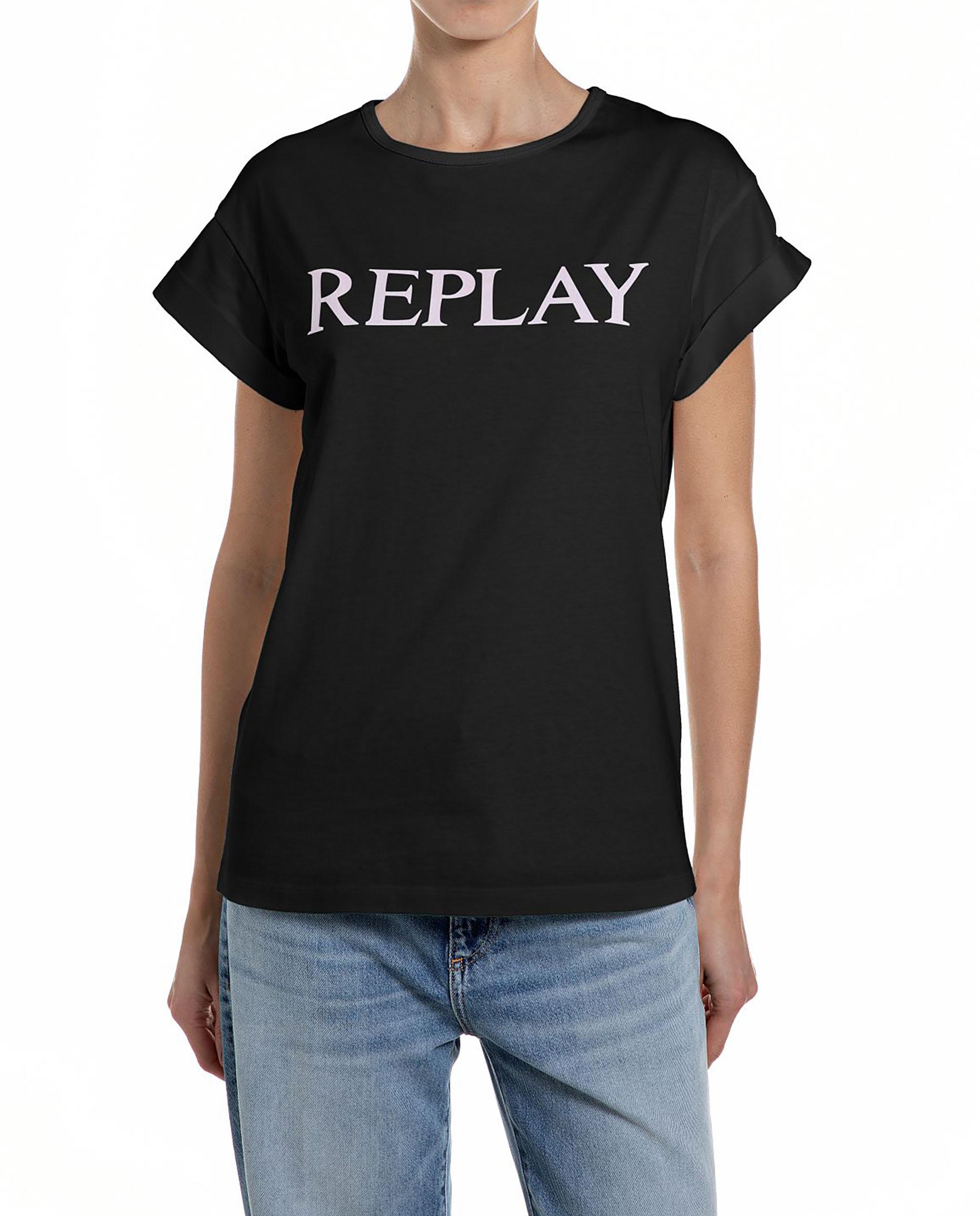 Camiseta de mujer de manga corta de algodón - Replay - Negro Negro-1