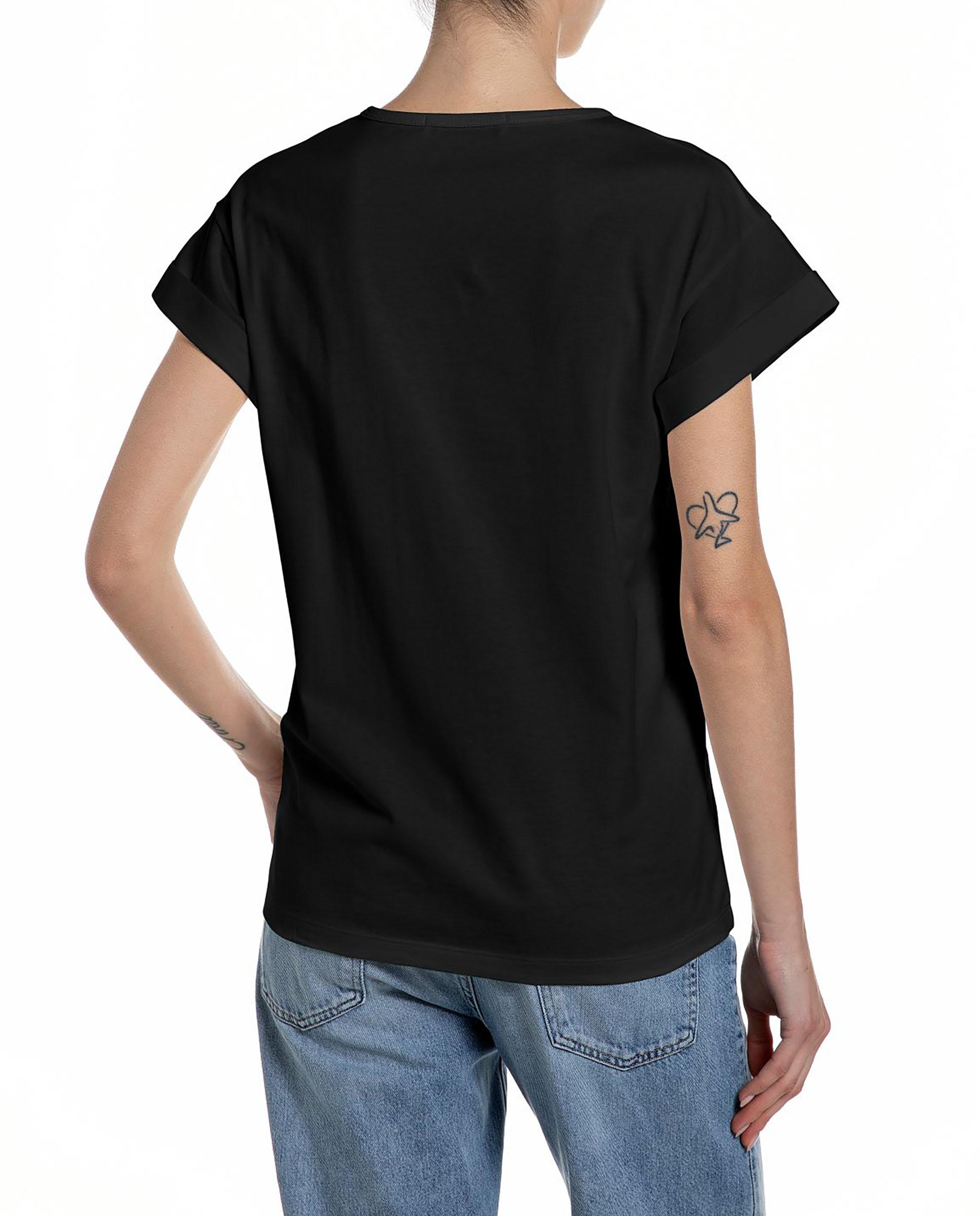 Camiseta de mujer de manga corta de algodón - Replay - Negro Negro-2
