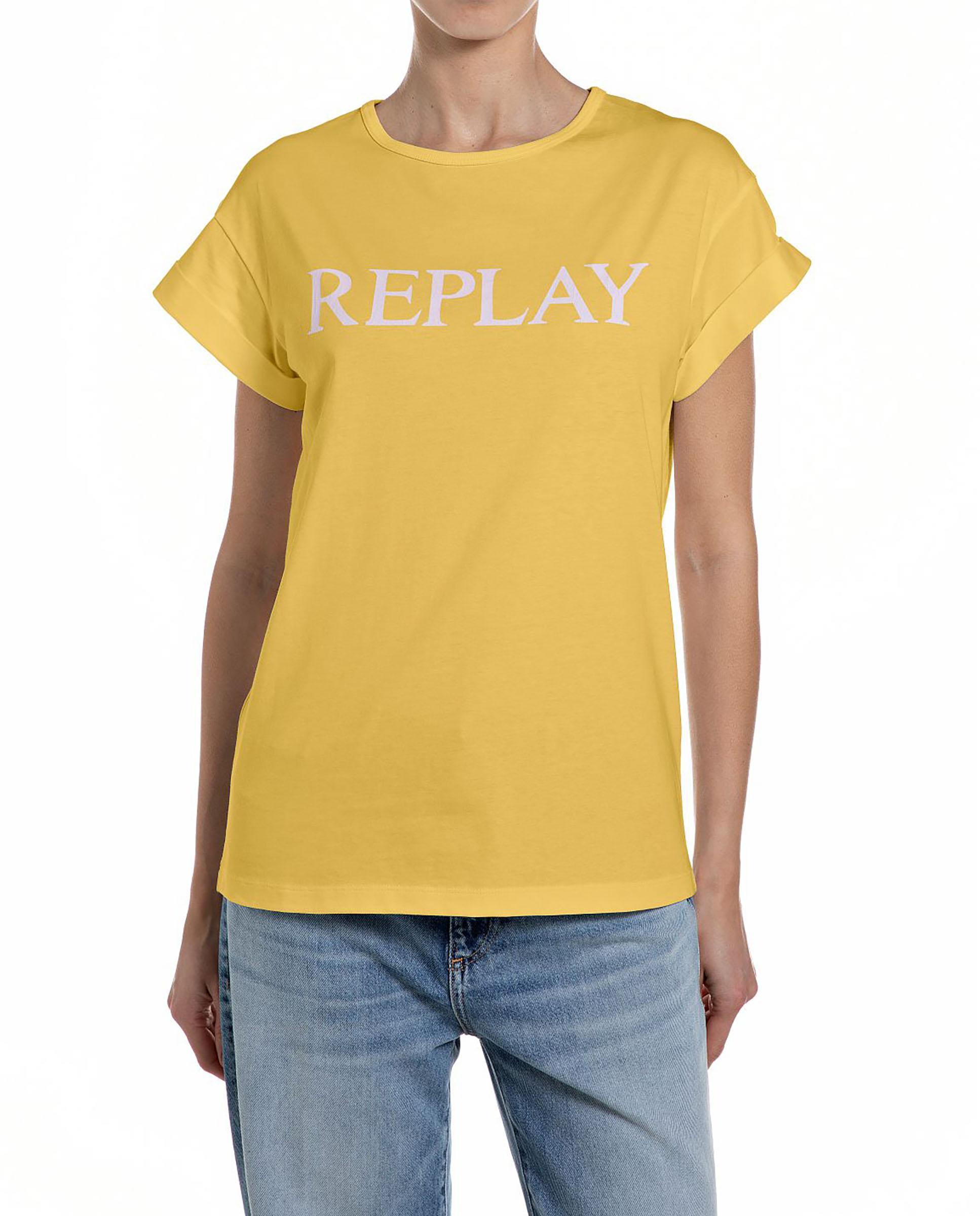 Camiseta de mujer de manga corta de algodón - Replay - Amarillo Amarillo-1