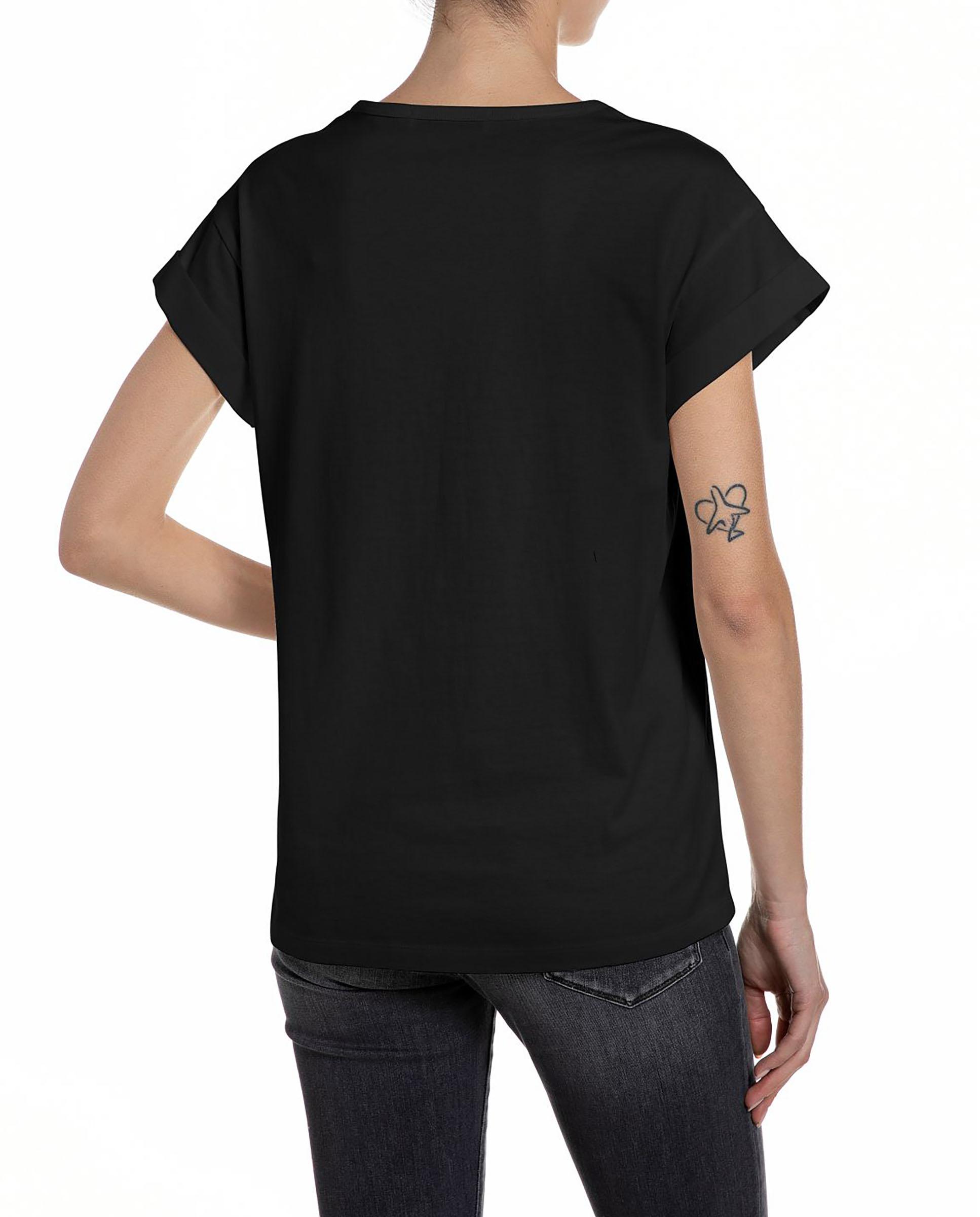 Camiseta de mujer de manga corta de algodón - Replay - Negro Negro-2