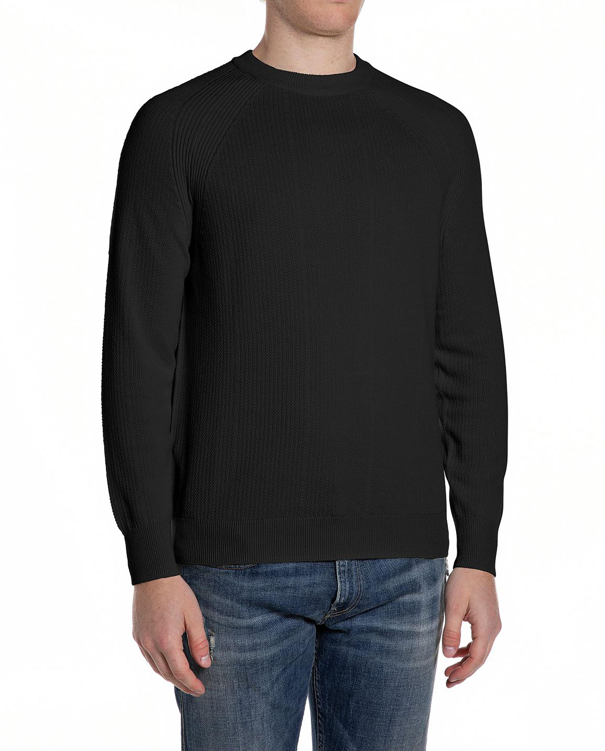 Jersey de hombre de algodón de cuello redondo - Replay - Negro Negro-1