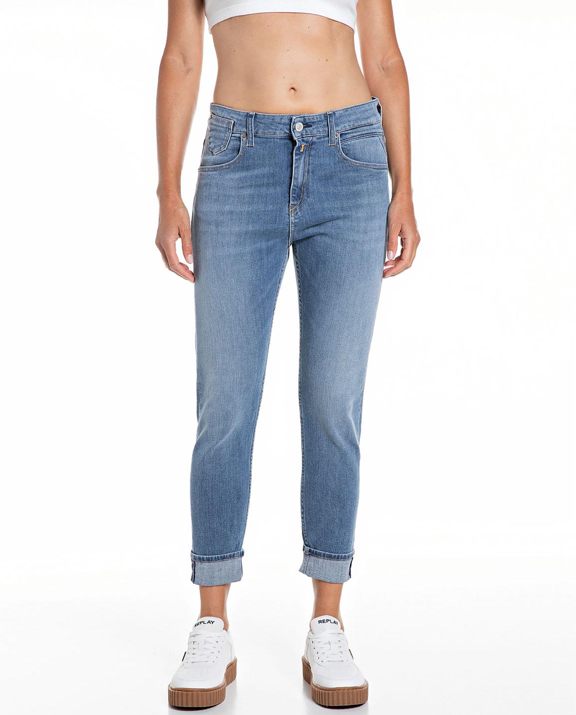 Vaquero recto de mujer de tiro bajo con cinco bolsillos - Replay - Azul denim Azul denim-1