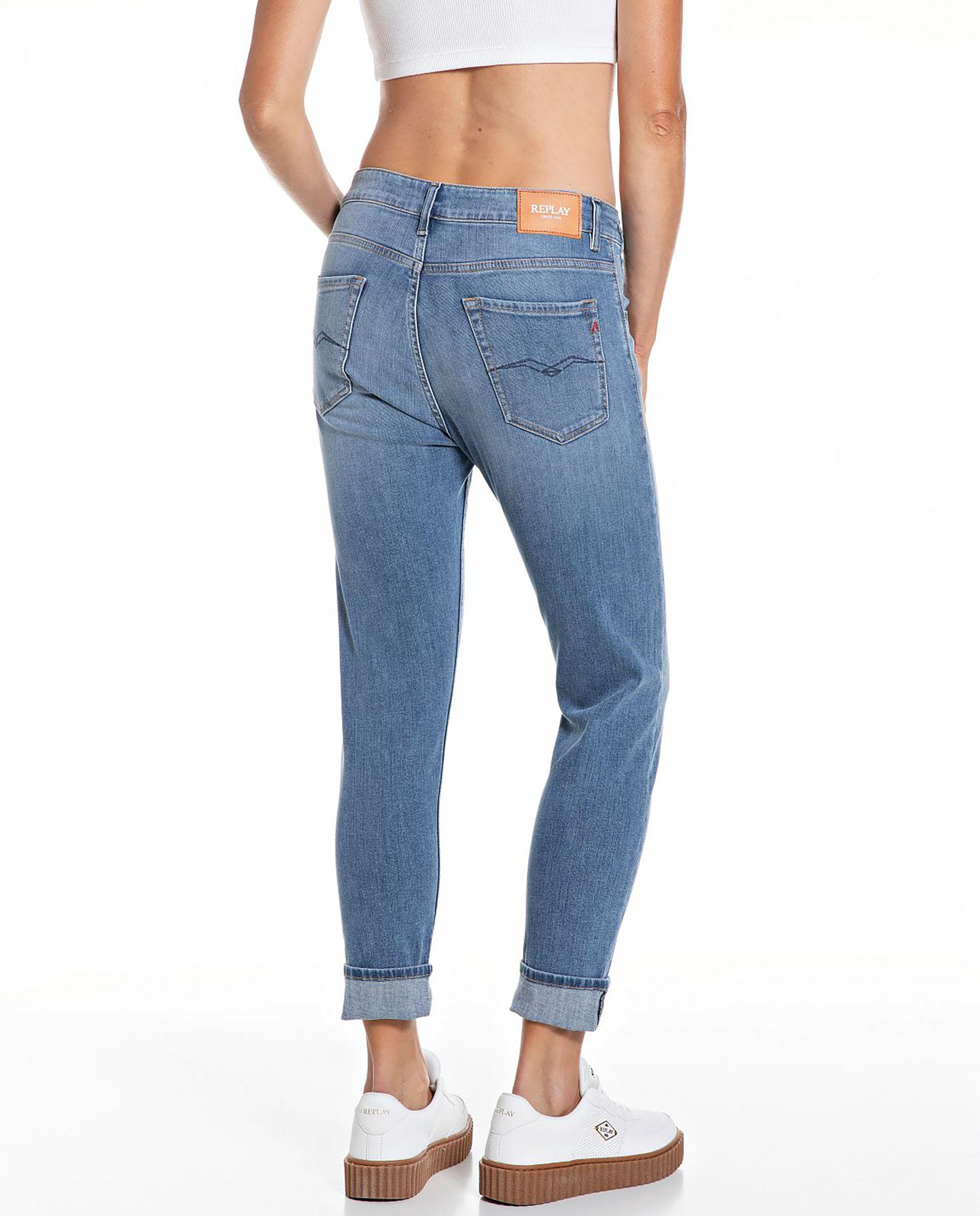 Vaquero recto de mujer de tiro bajo con cinco bolsillos - Replay - Azul denim Azul denim-2