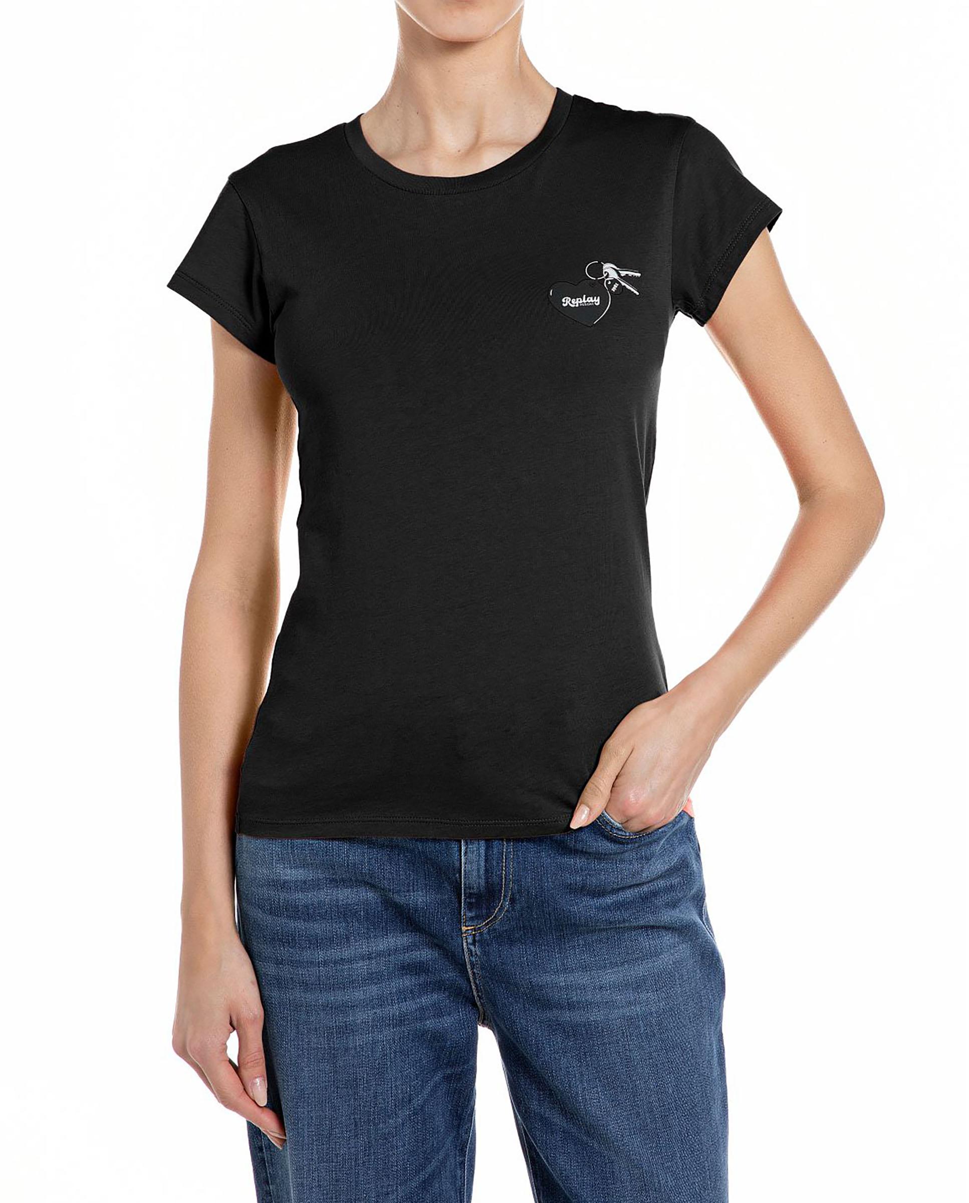 Camiseta de mujer de algodón de manga corta - Replay - Negro Negro-1