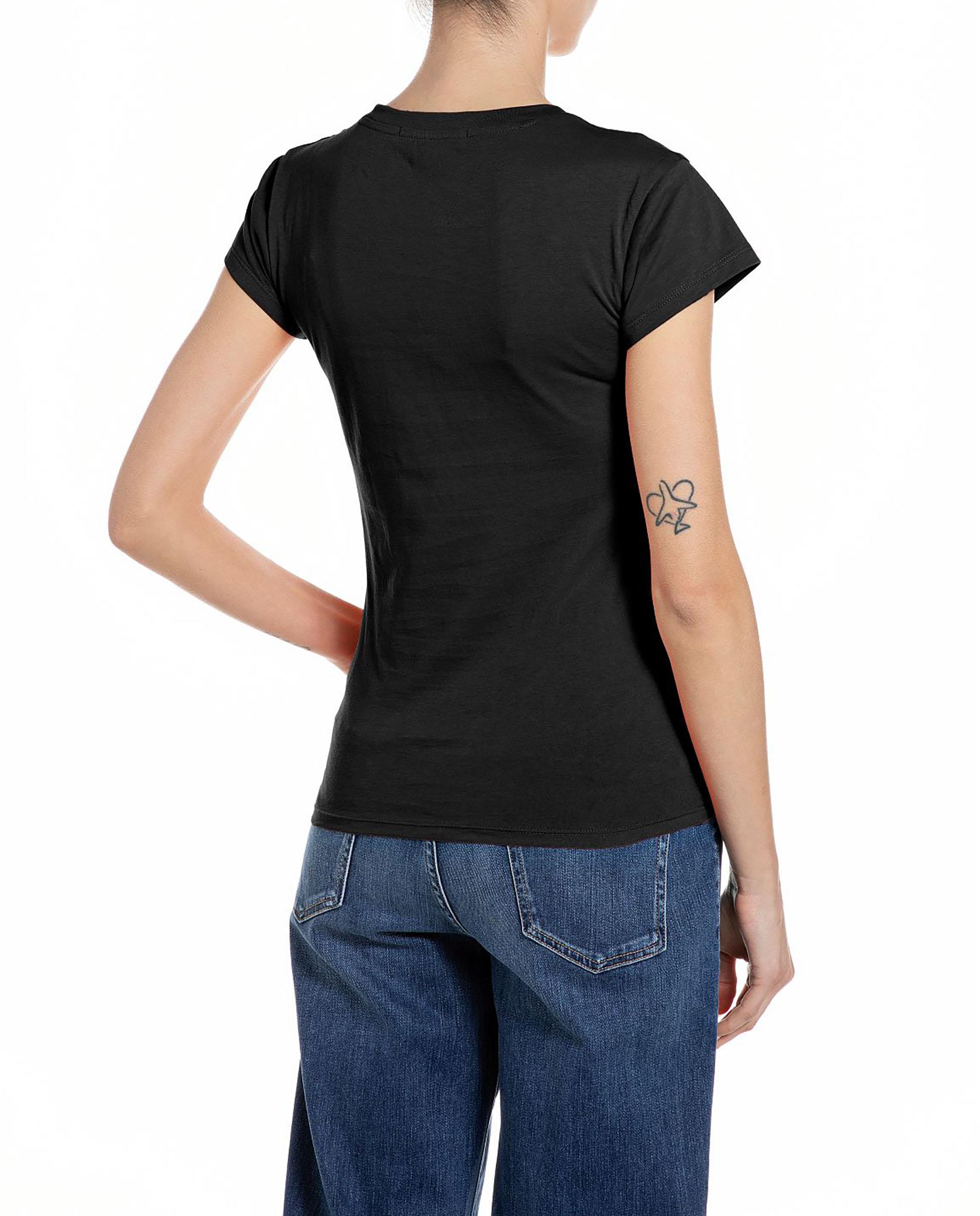 Camiseta de mujer de algodón de manga corta - Replay - Negro Negro-2