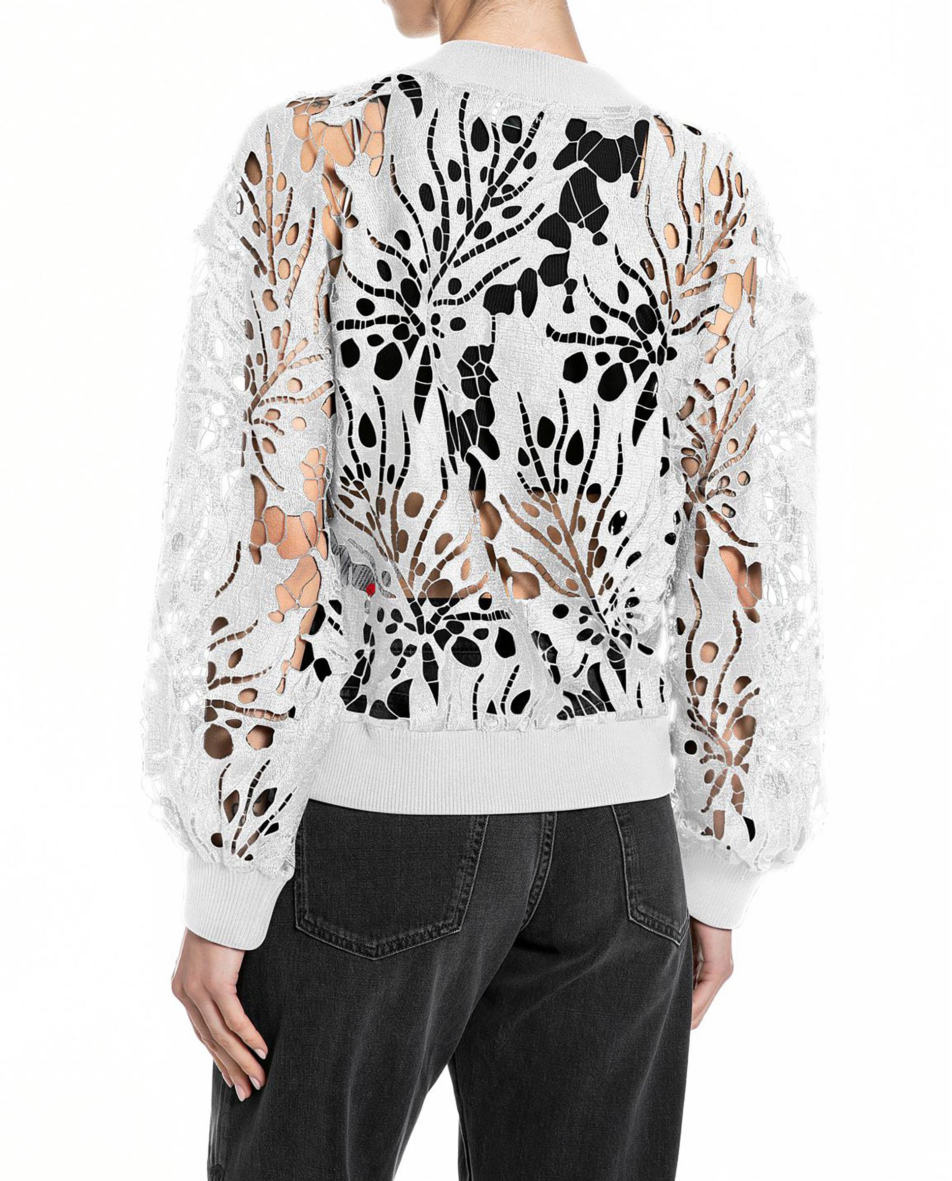 Cárdigan de mujer de encaje calado con inspiración floral - Replay - Crudo Crudo-2