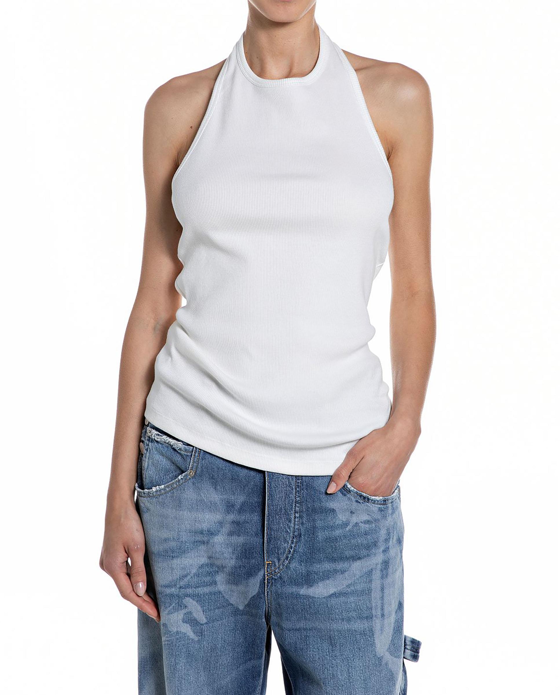 Replay - Camiseta de mujer entallada de cuello halter.