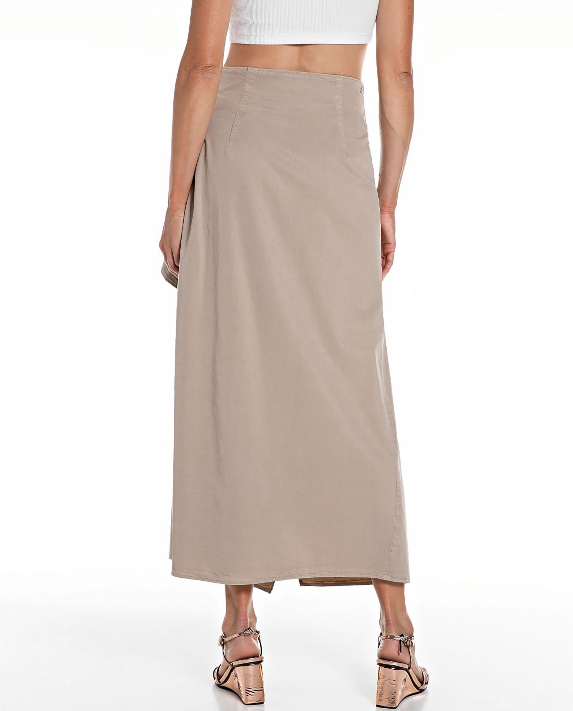 Falda larga con tiras para anudar - Replay - Beige Beige-2