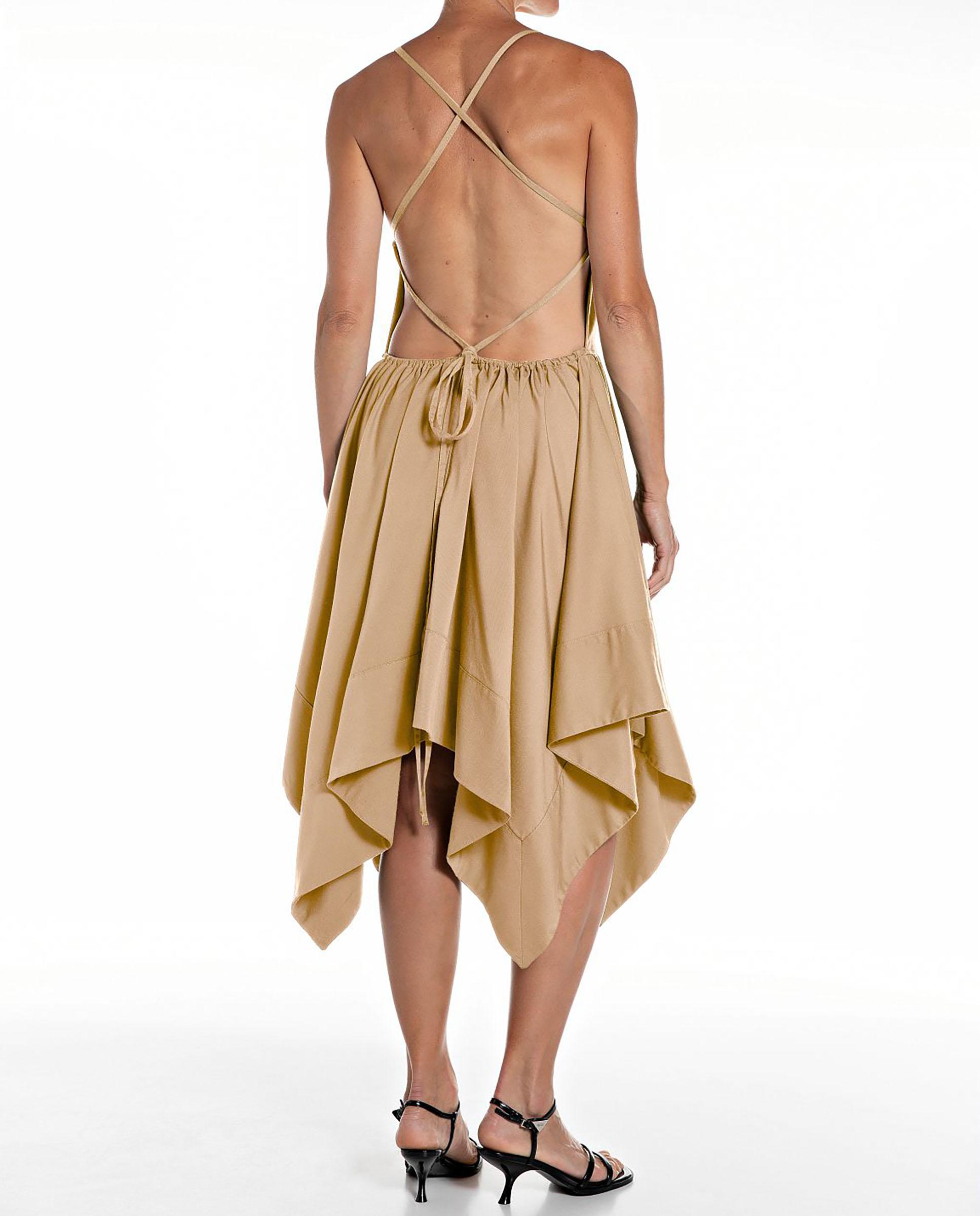 Vestido midi asimétrico con tirantes finos - Replay - Beige Beige-2