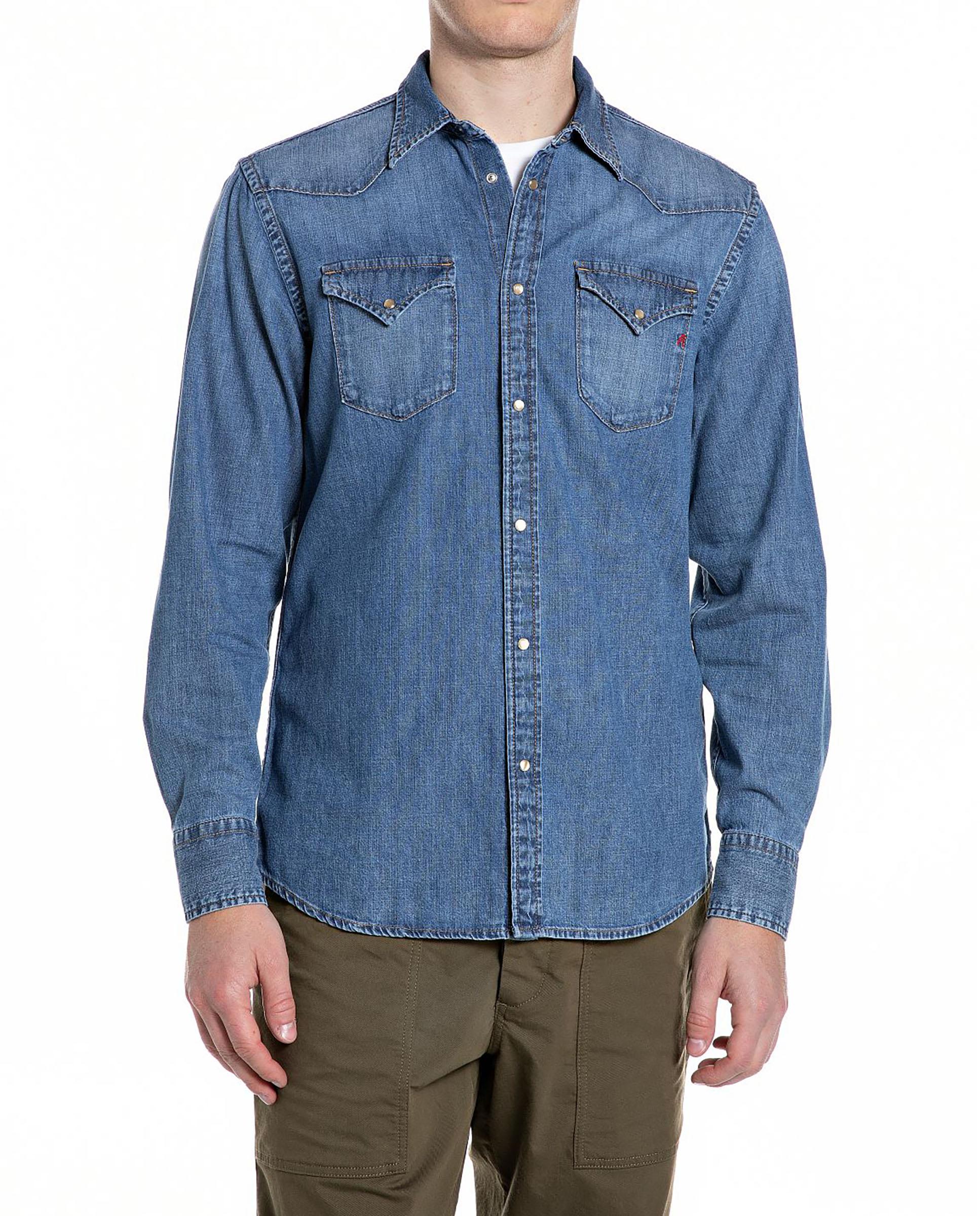 Replay - Camisa vaquera de hombre lavada a la piedra.
