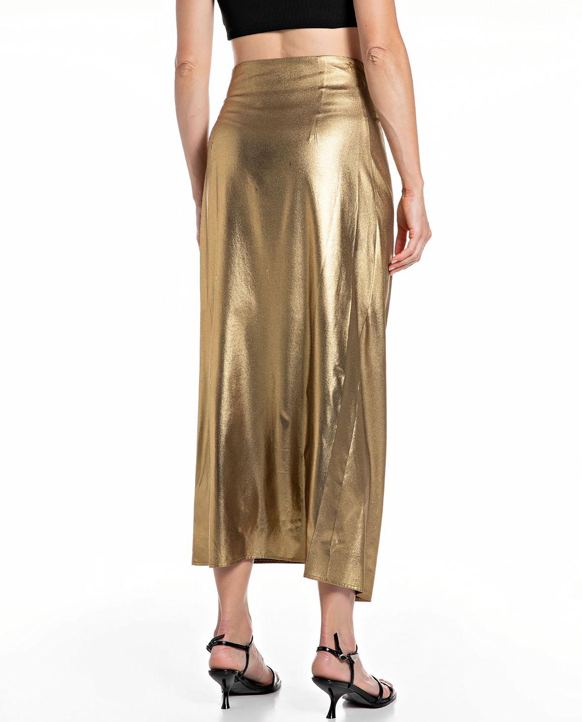 Falda midi con acabado metalizado - Replay - Dorado Dorado-2