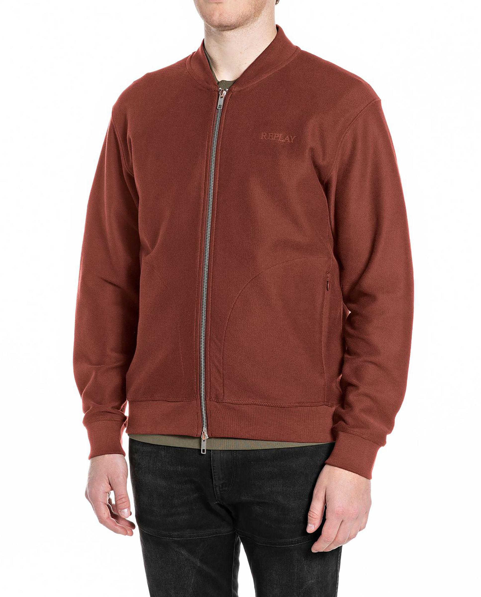Imagen 0 de Sudadera de hombre tipo bomber con cremallera Marrón