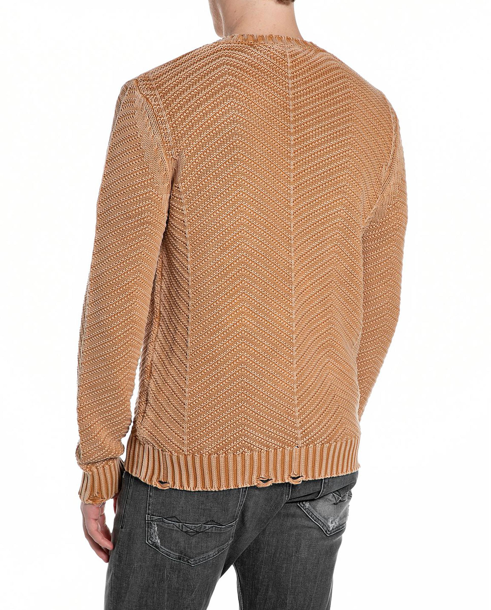 Jersey de hombre de algodón de cuello redondo - Replay - Marrón claro Marrón claro-2