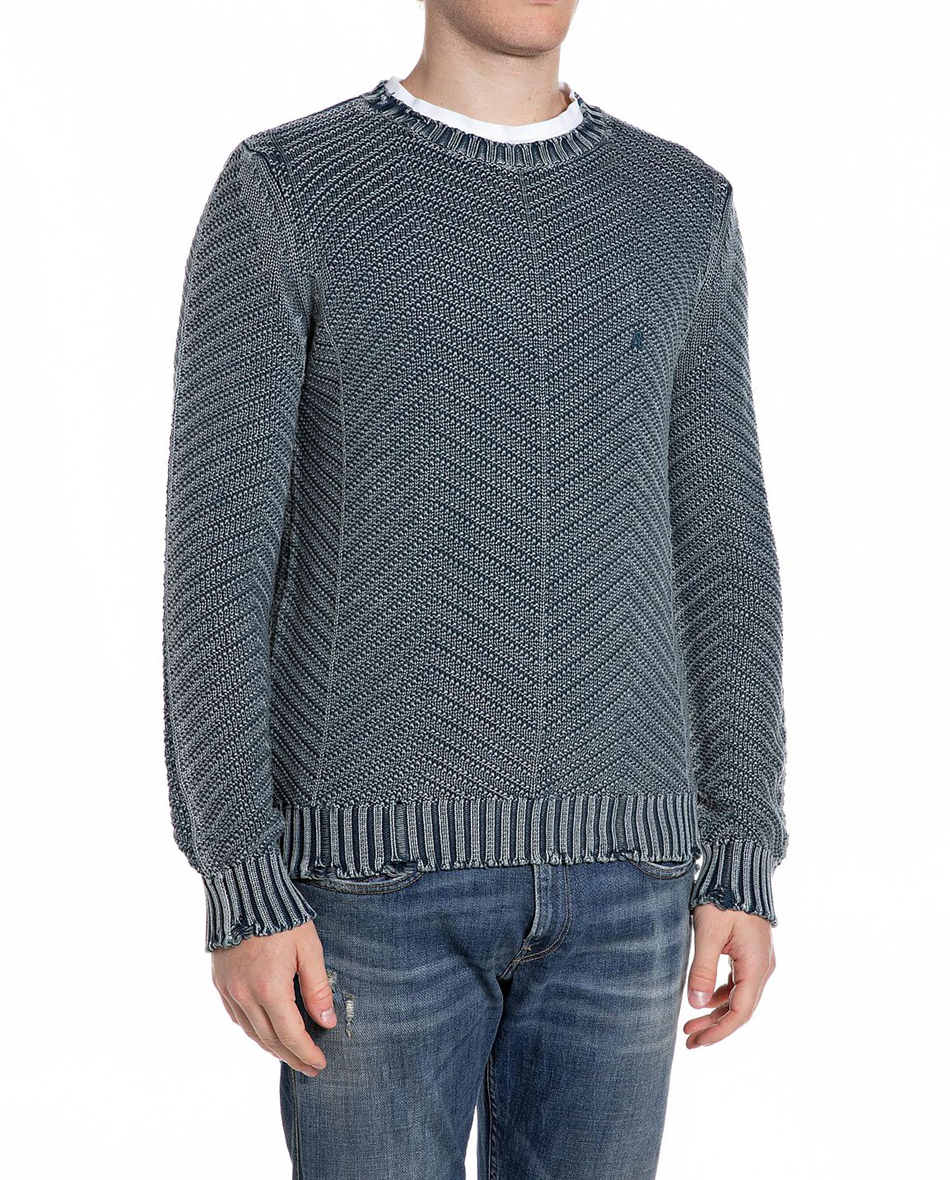 Jersey de hombre de algodón de cuello redondo - Replay - Azul Azul-1