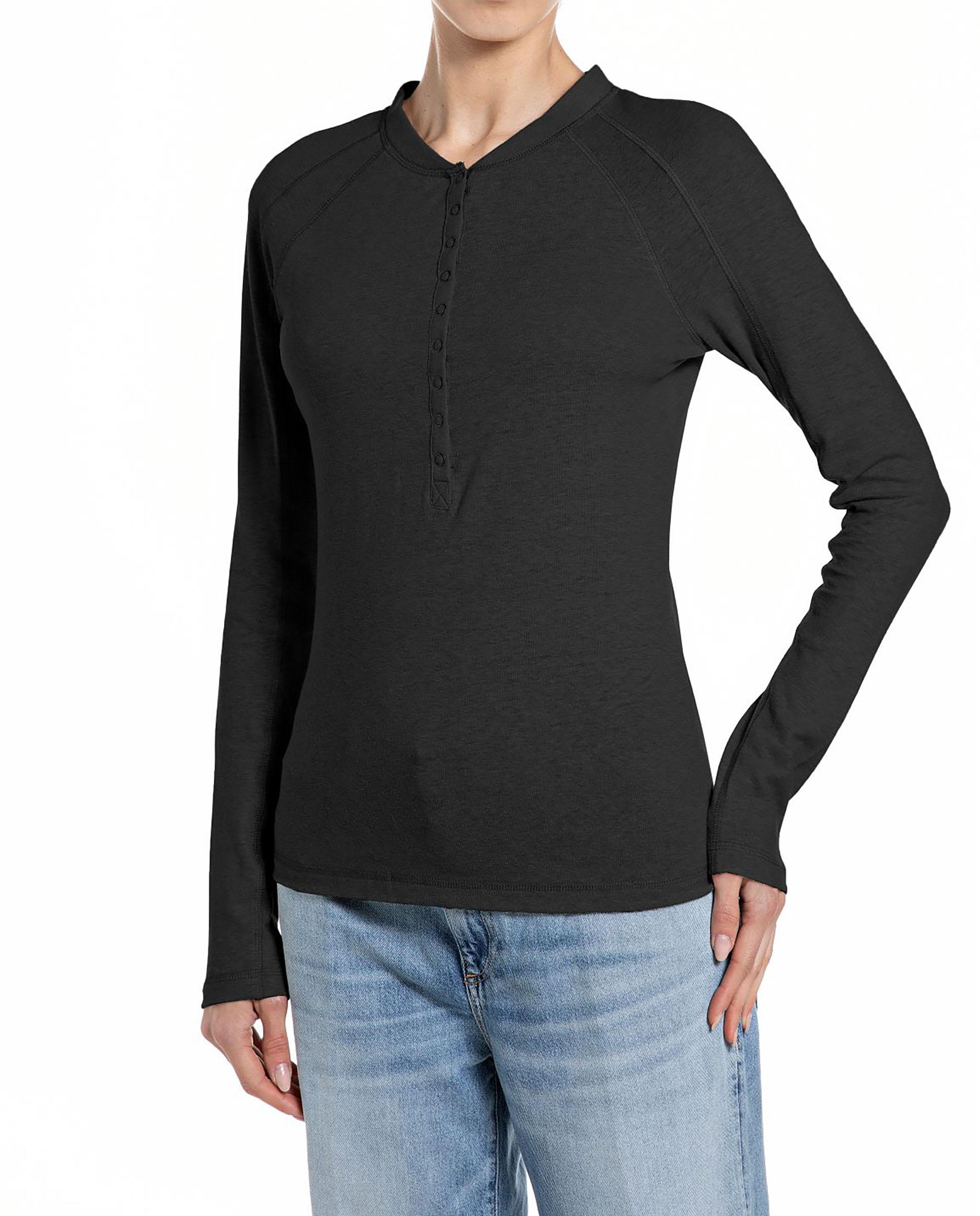 Camiseta de mujer ajustada de manga larga - Replay - Negro Negro-1