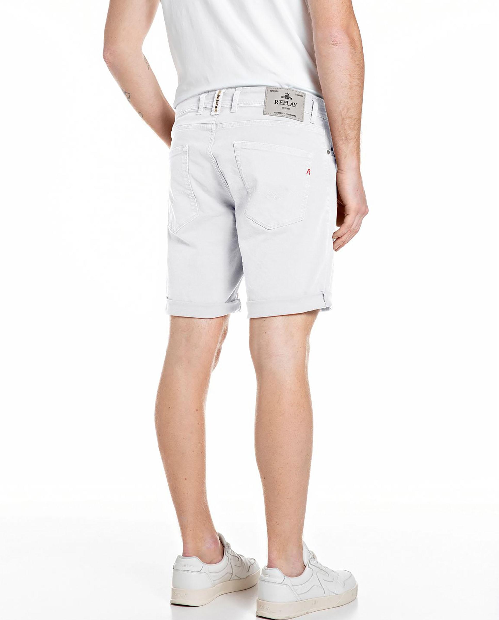 Bermuda vaquera de hombre classic fit cinco bolsillos - Replay - Blanco Blanco-2