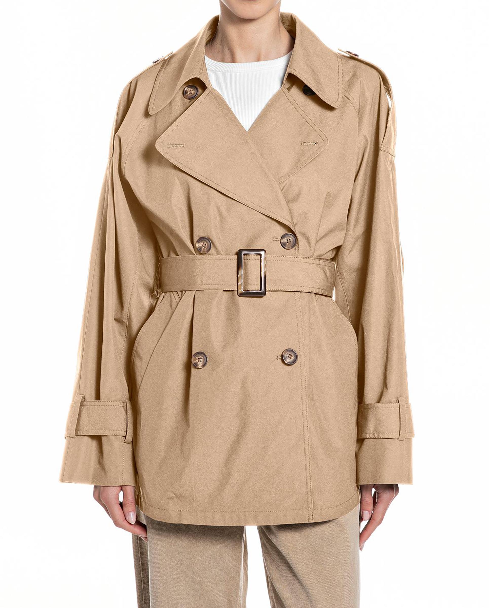 Imagen 0 de Gabardina de mujer de algodón corta Beige