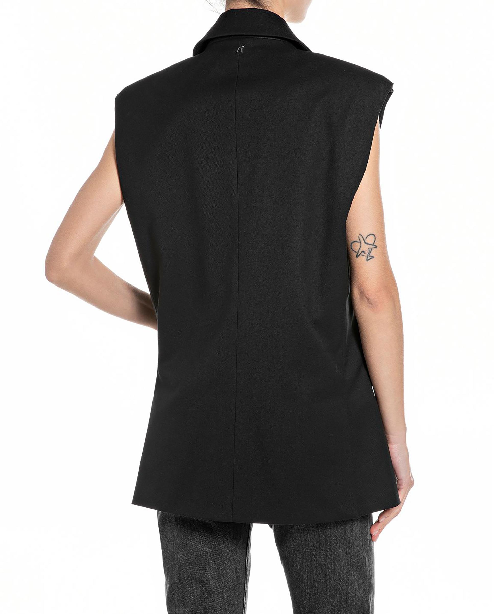 Blazer de mujer larga sin mangas - Replay - Negro Negro-2