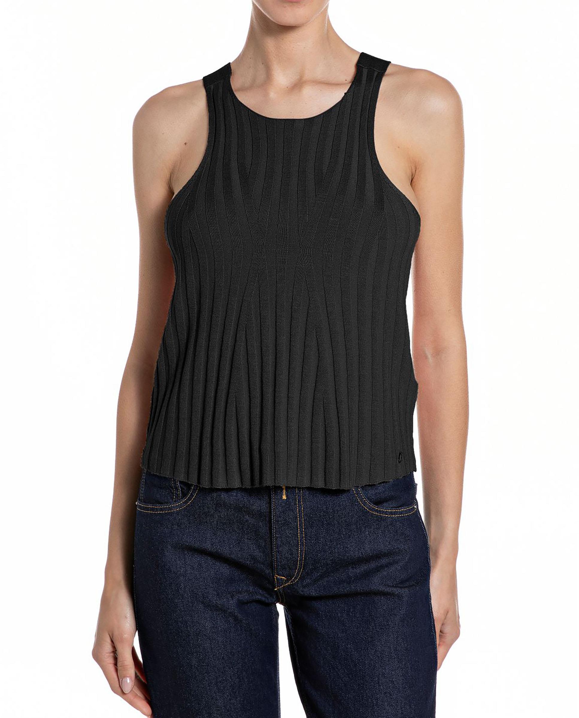 Top de mujer de canalé de tirantes - Replay - Negro Negro-1
