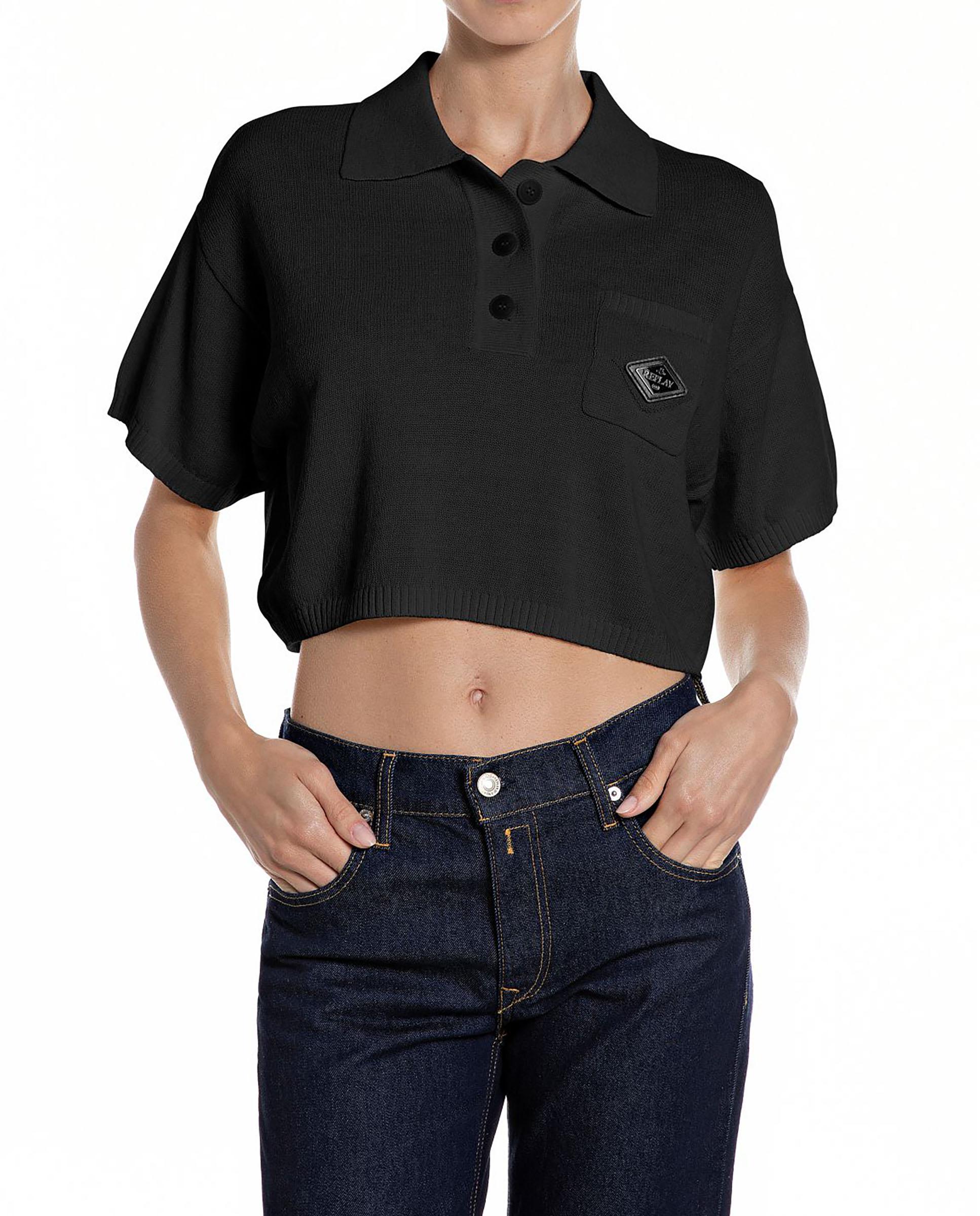 Polo de mujer corto de manga corta - Replay - Negro Negro-1