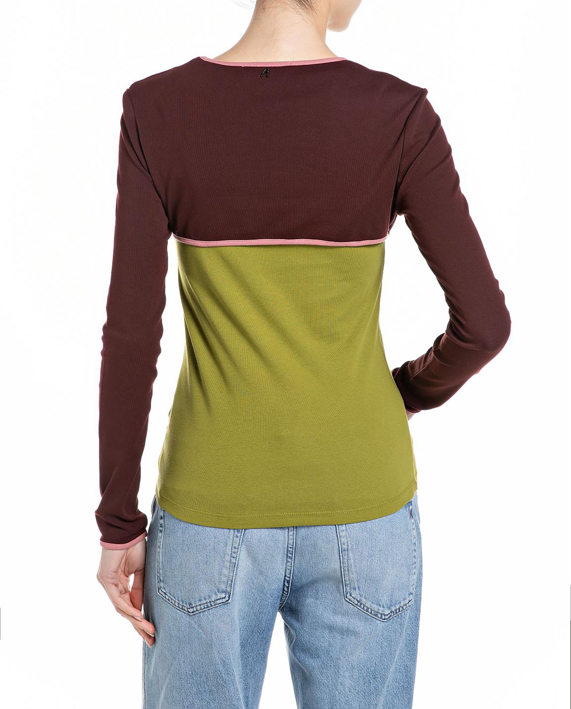 Camiseta de mujer ajustada con abertura en el pecho - Replay - Verde Verde-2