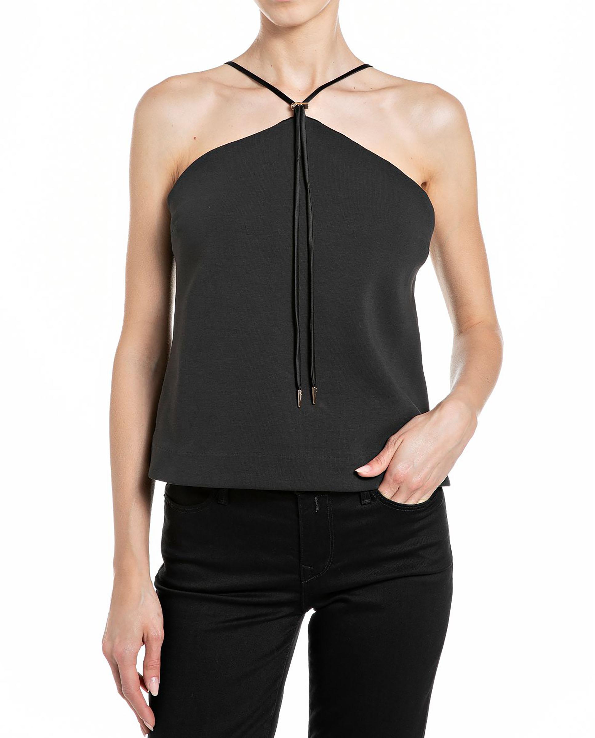 Top de mujer de tirante fino con cuello halter - Replay - Negro Negro-1