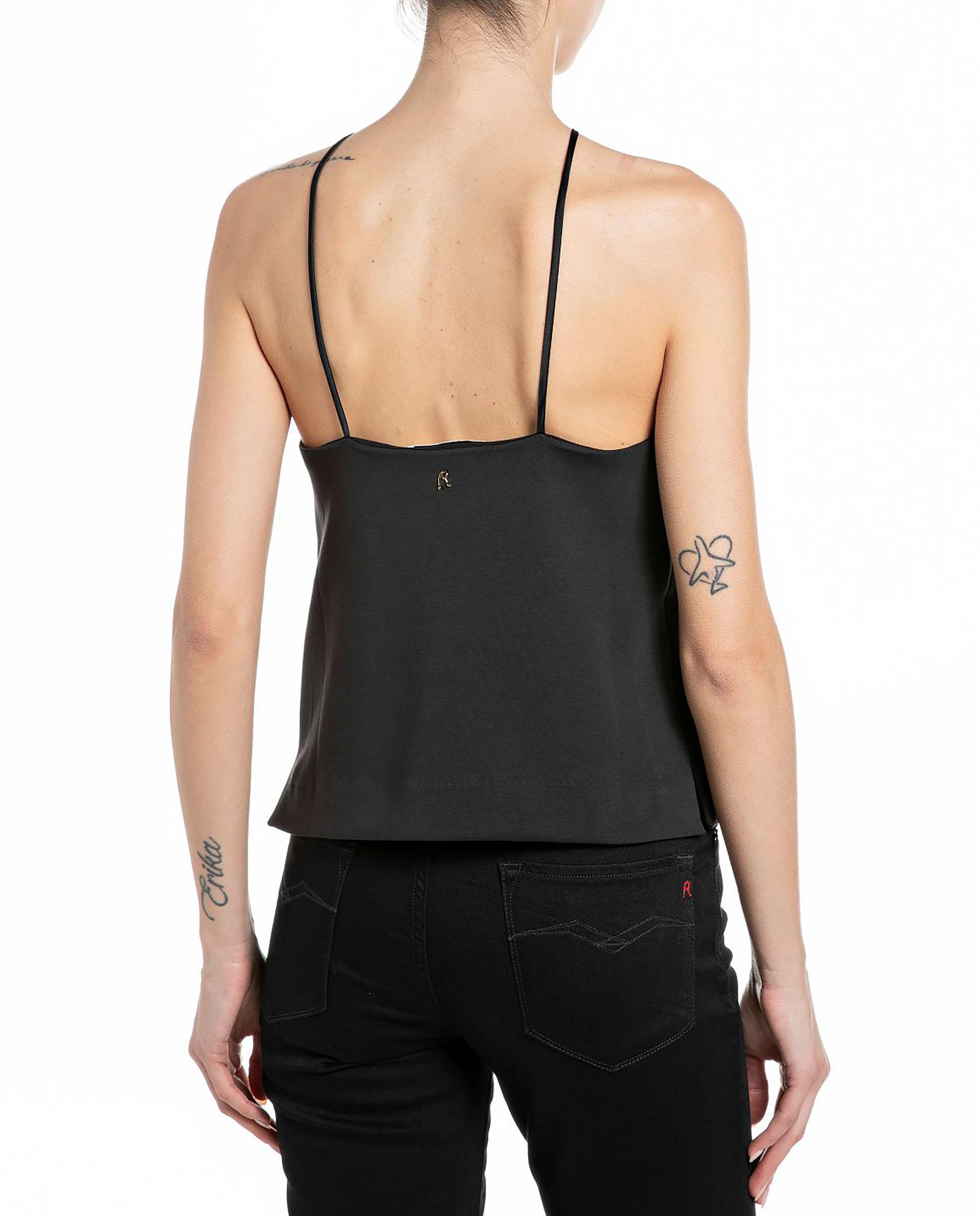 Top de mujer de tirante fino con cuello halter - Replay - Negro Negro-2