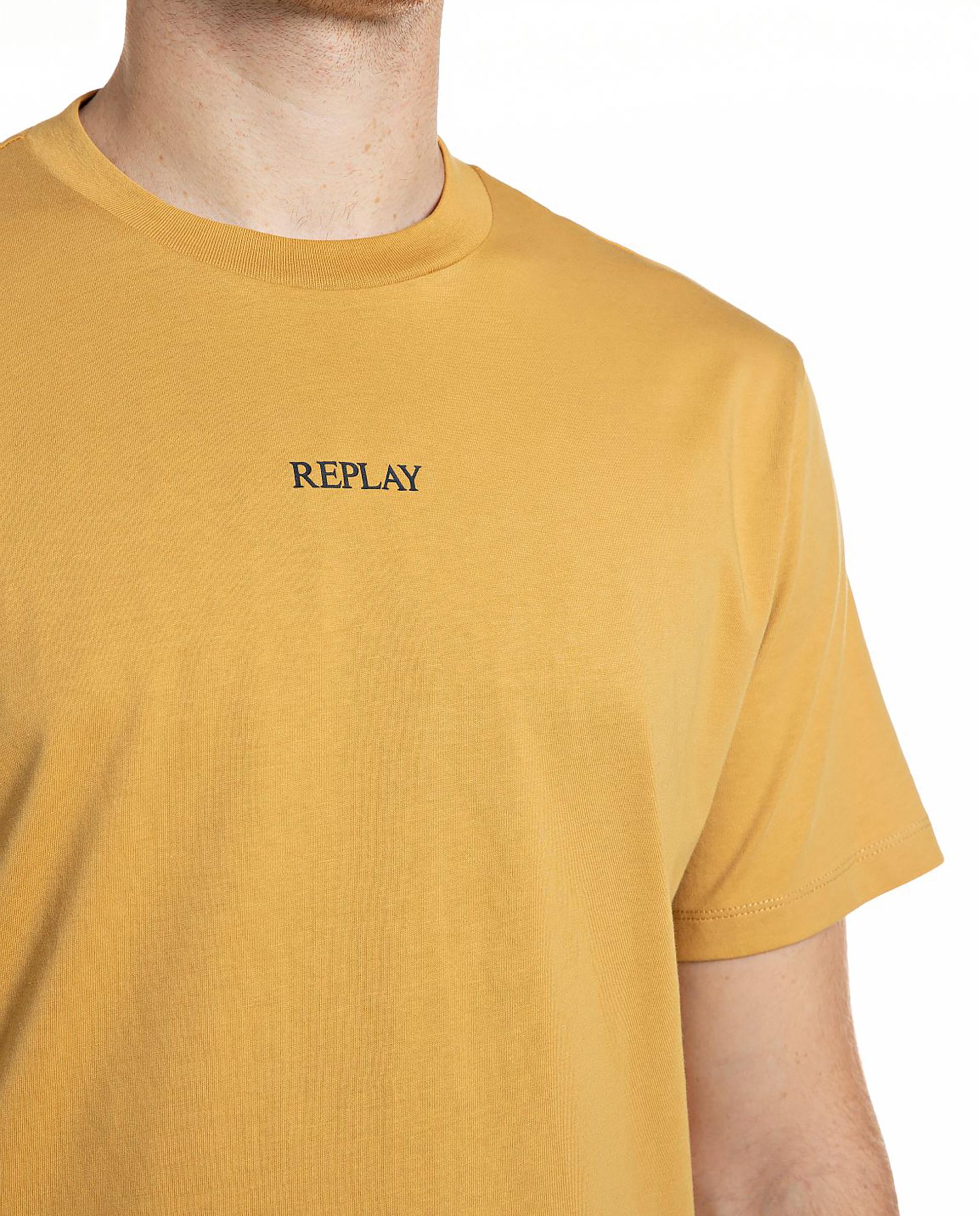 Camiseta de hombre de algodón de manga corta - Replay - Mostaza Mostaza-2