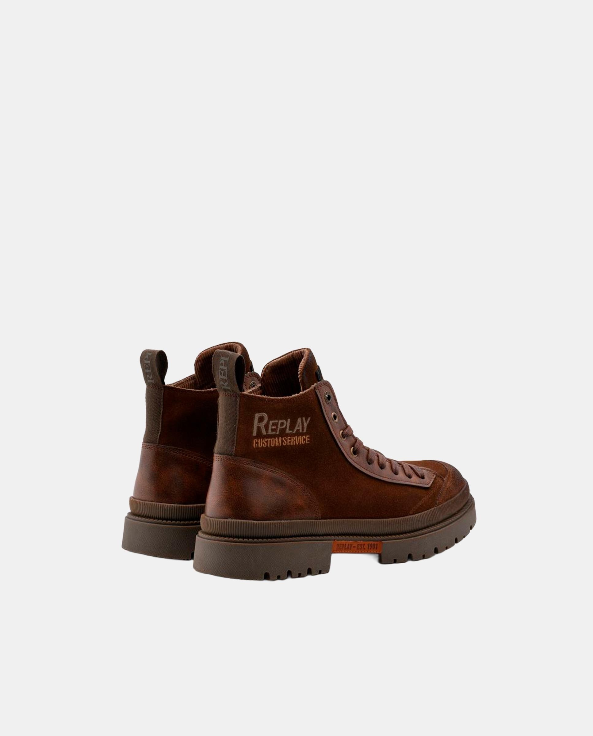 Imagen 2 de Botas de hombre de piel con cordones - Replay - Marrón Marrón