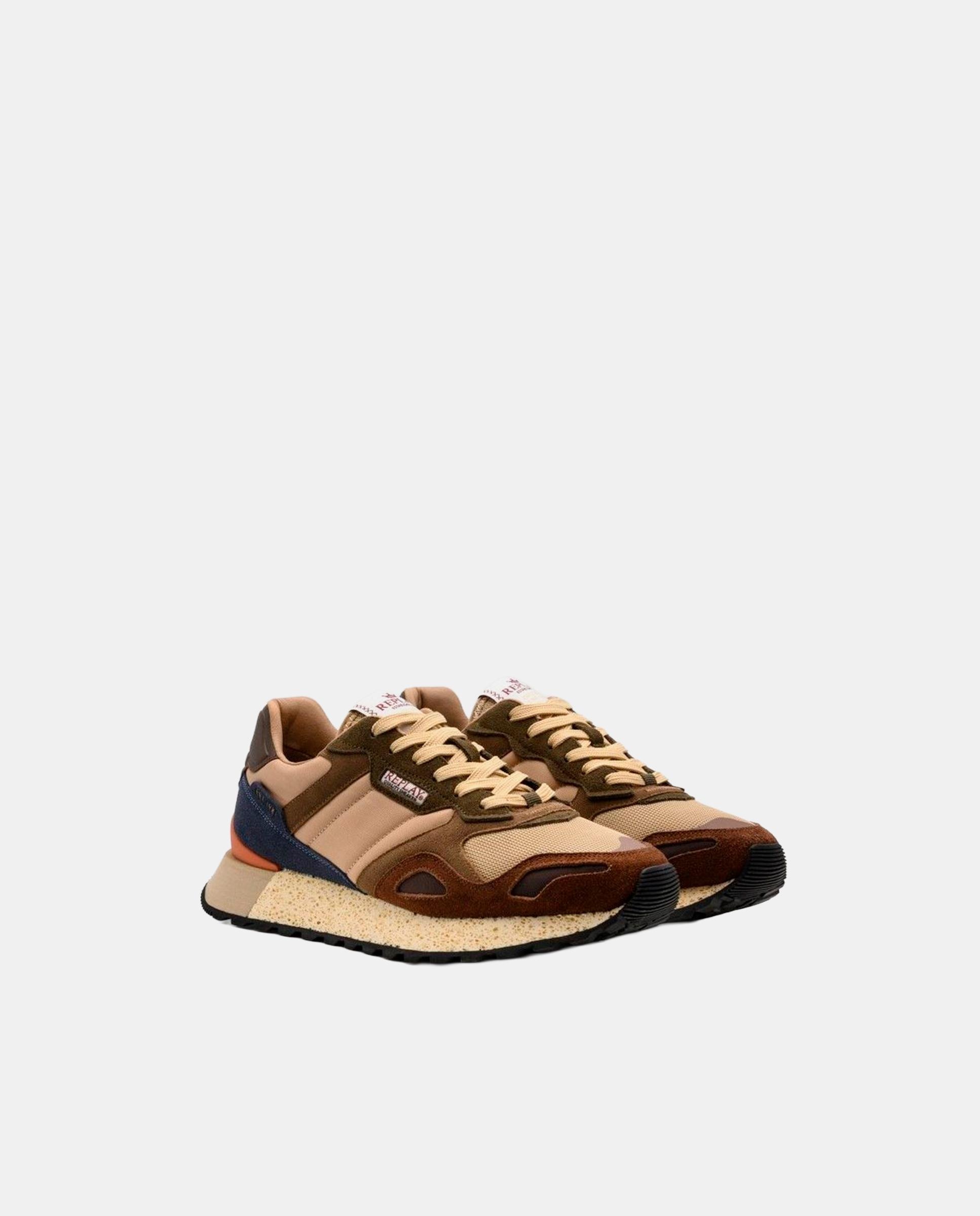 Zapatillas deportivas de hombre con cordones y suela tipo esponja - Replay - Marrón Marrón-3