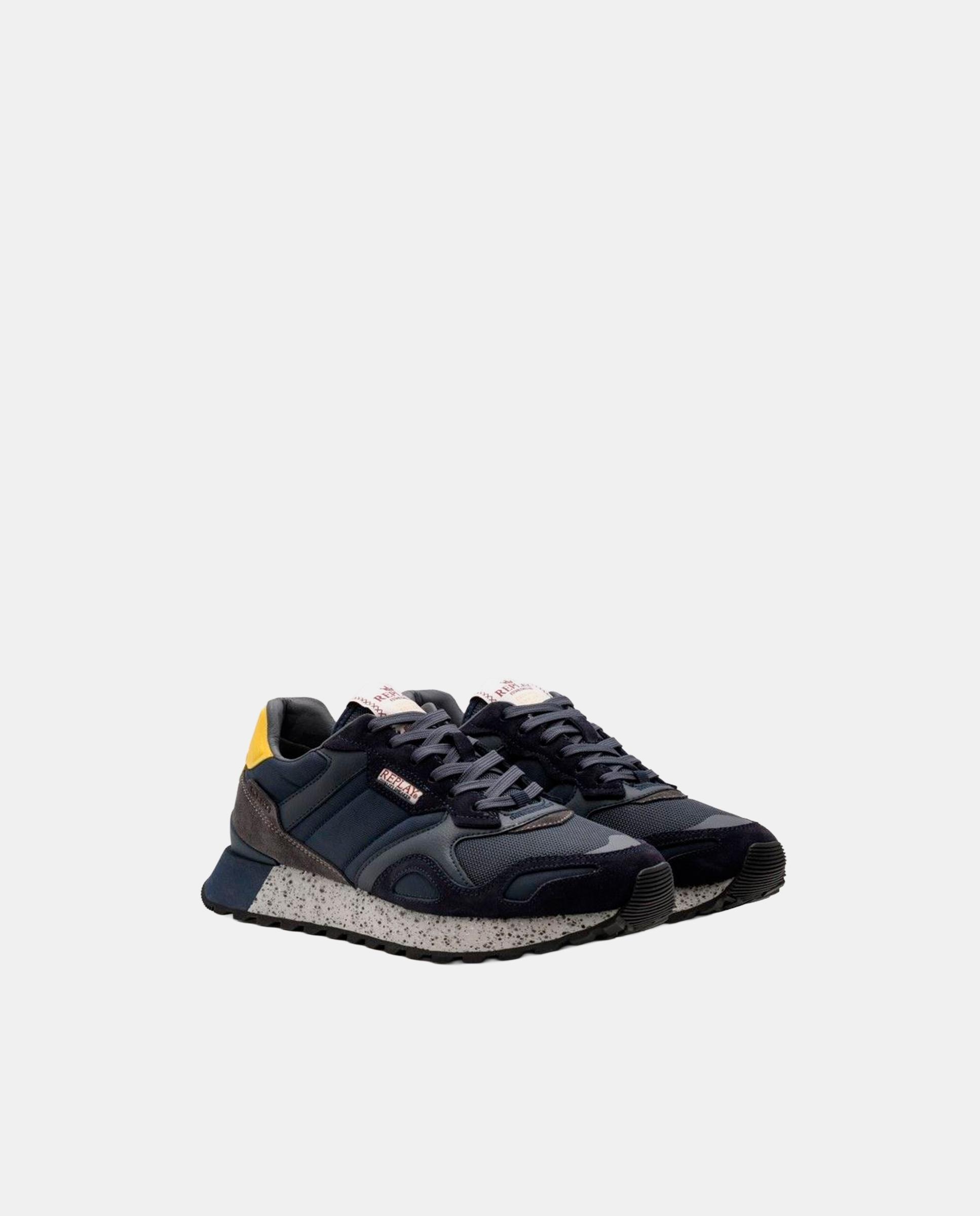 Zapatillas deportivas de hombre con cordones y suela tipo esponja - Replay - Azul marino Azul marino-3