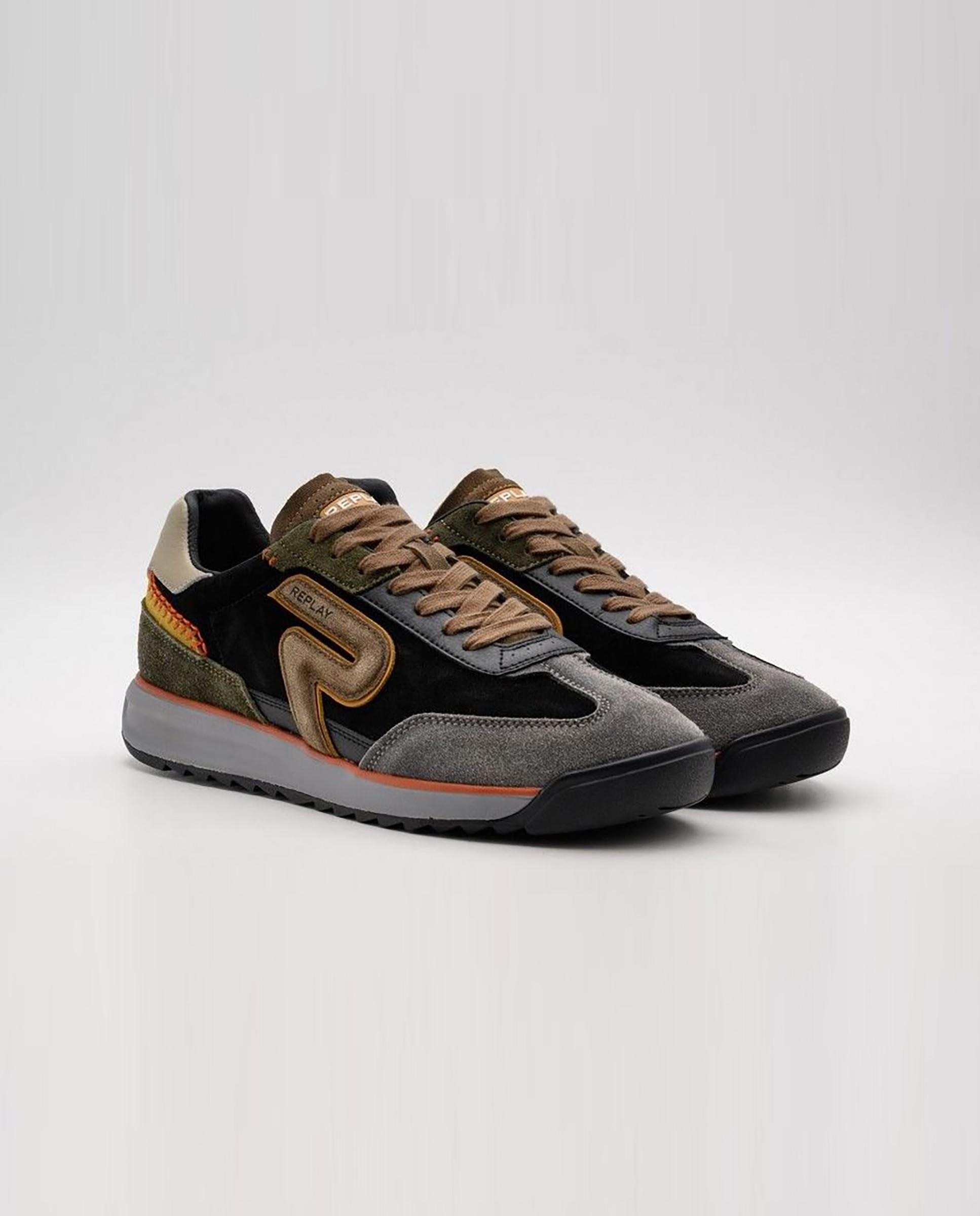 Zapatillas deportivas de hombre con cordones y con logo lateral - Replay - Negro Negro-2