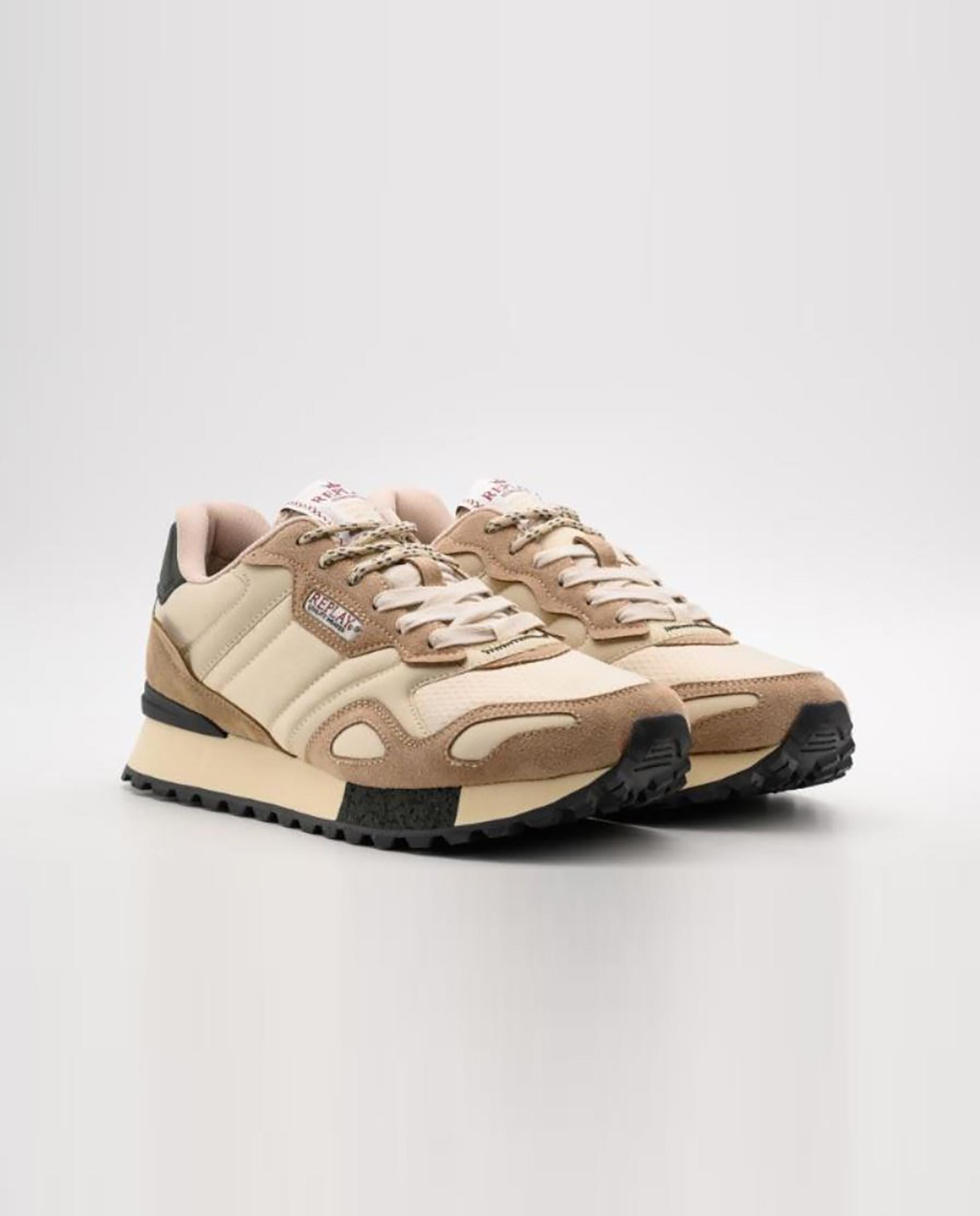 Zapatillas deportivas de hombre con cordones y detalles traseros y en suela - Replay - Beige Beige-3