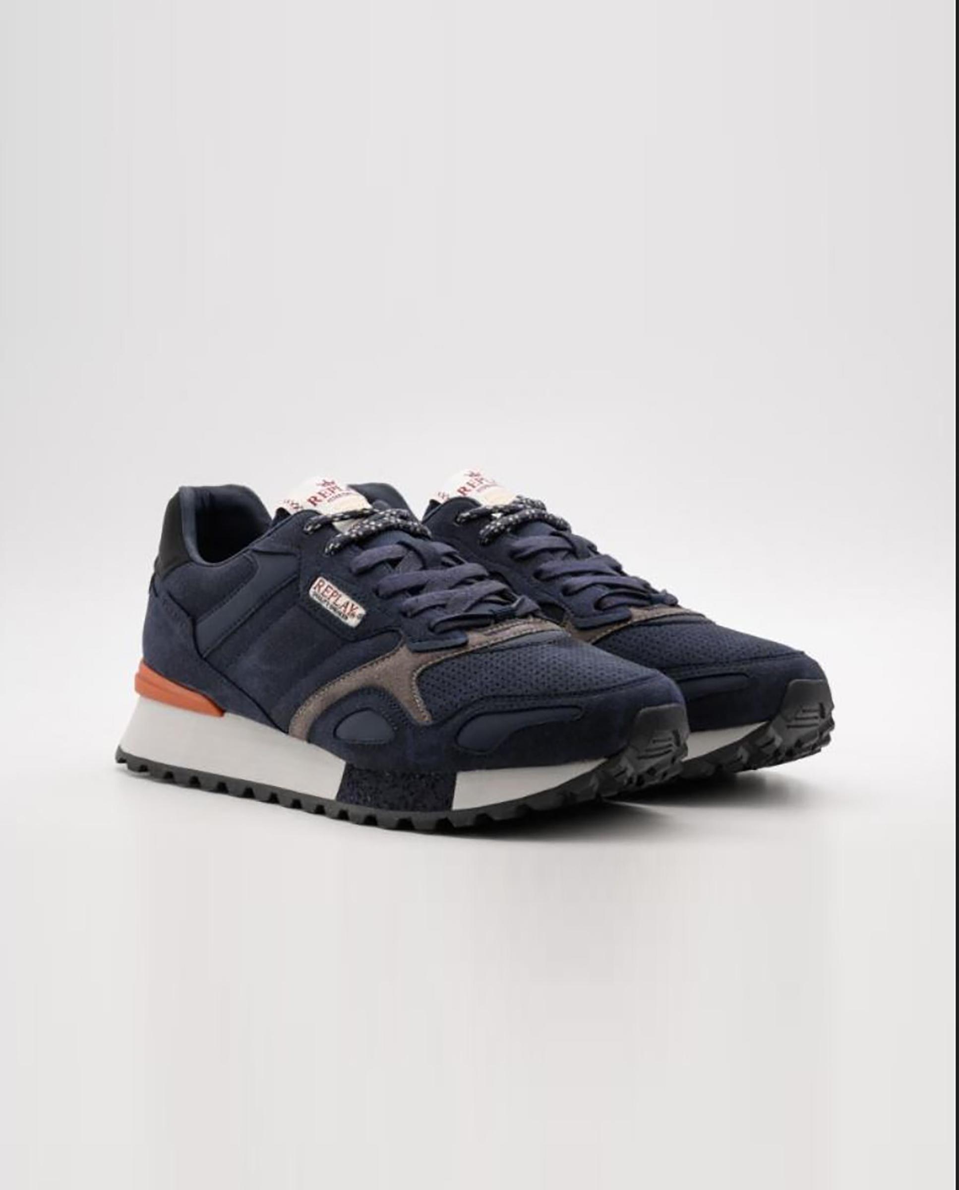 Zapatillas deportivas de hombre con cordones y detalles traseros - Replay - Azul marino Azul marino-3