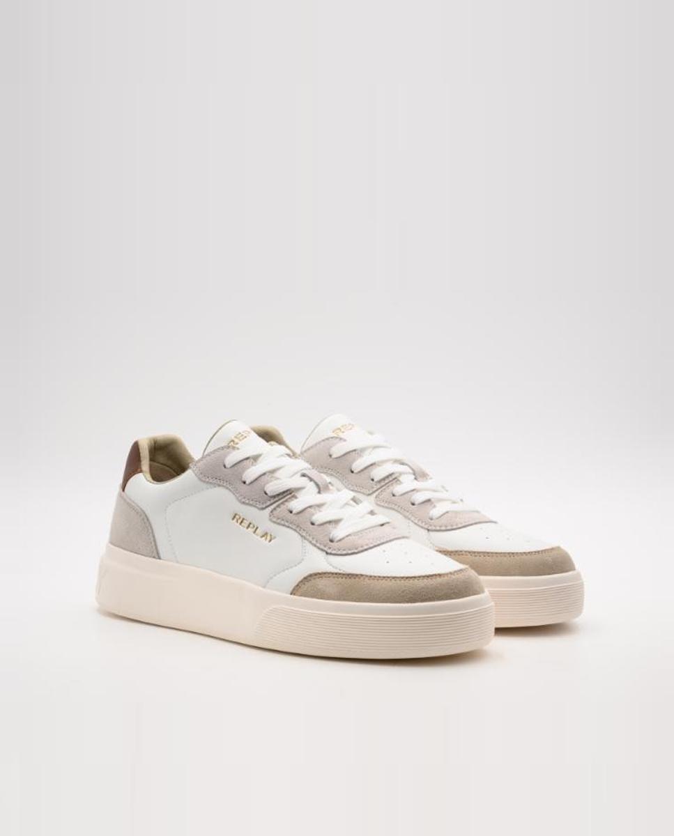 Zapatillas deportivas de hombre con cordones y letras laterales - Replay - Blanco Blanco-3