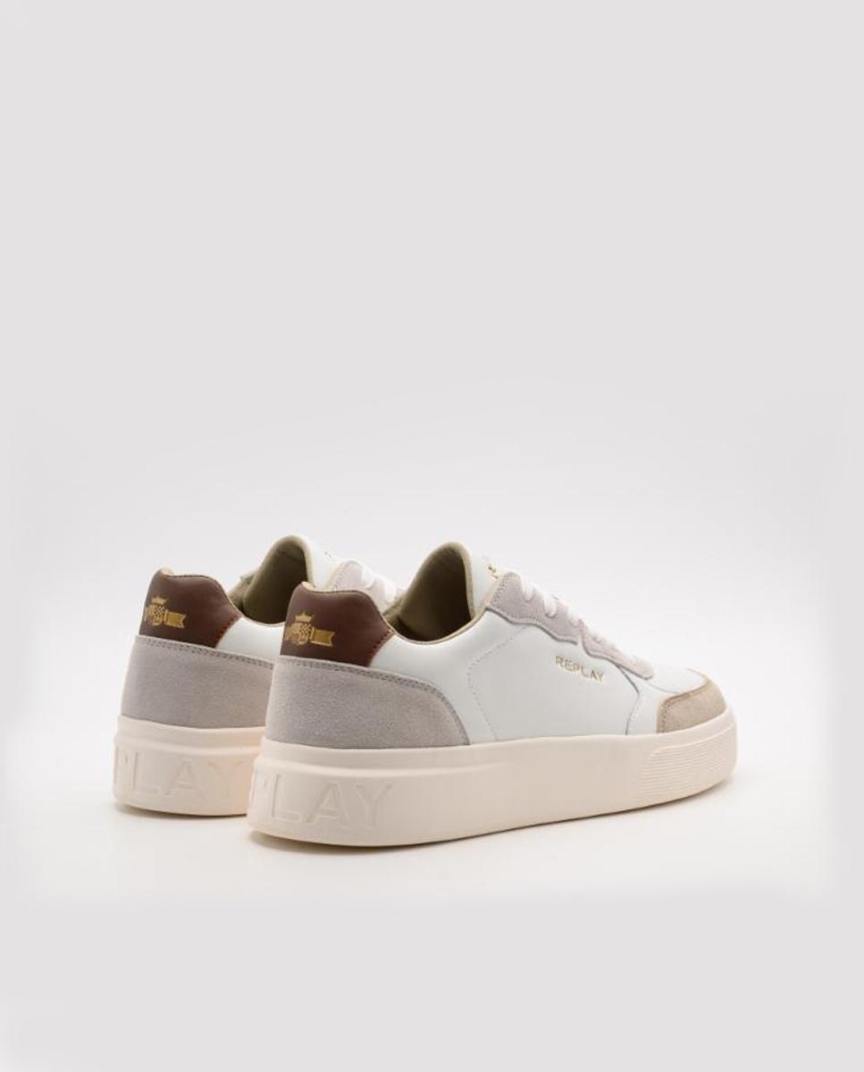 Zapatillas deportivas de hombre con cordones y letras laterales - Replay - Blanco Blanco-2