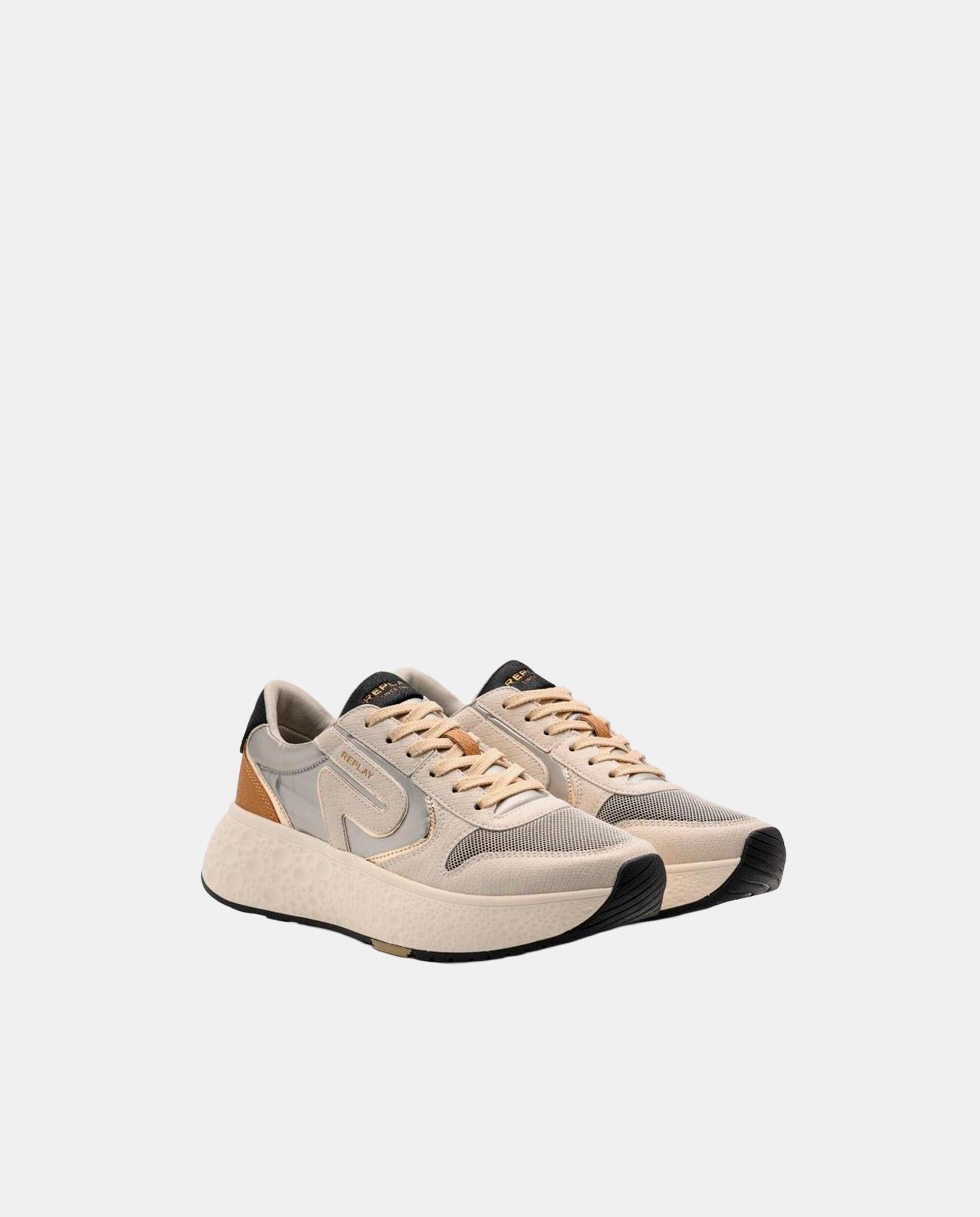 Zapatillas deportivas de mujer con cordones con detalle trasero - Replay - Beige Beige-3