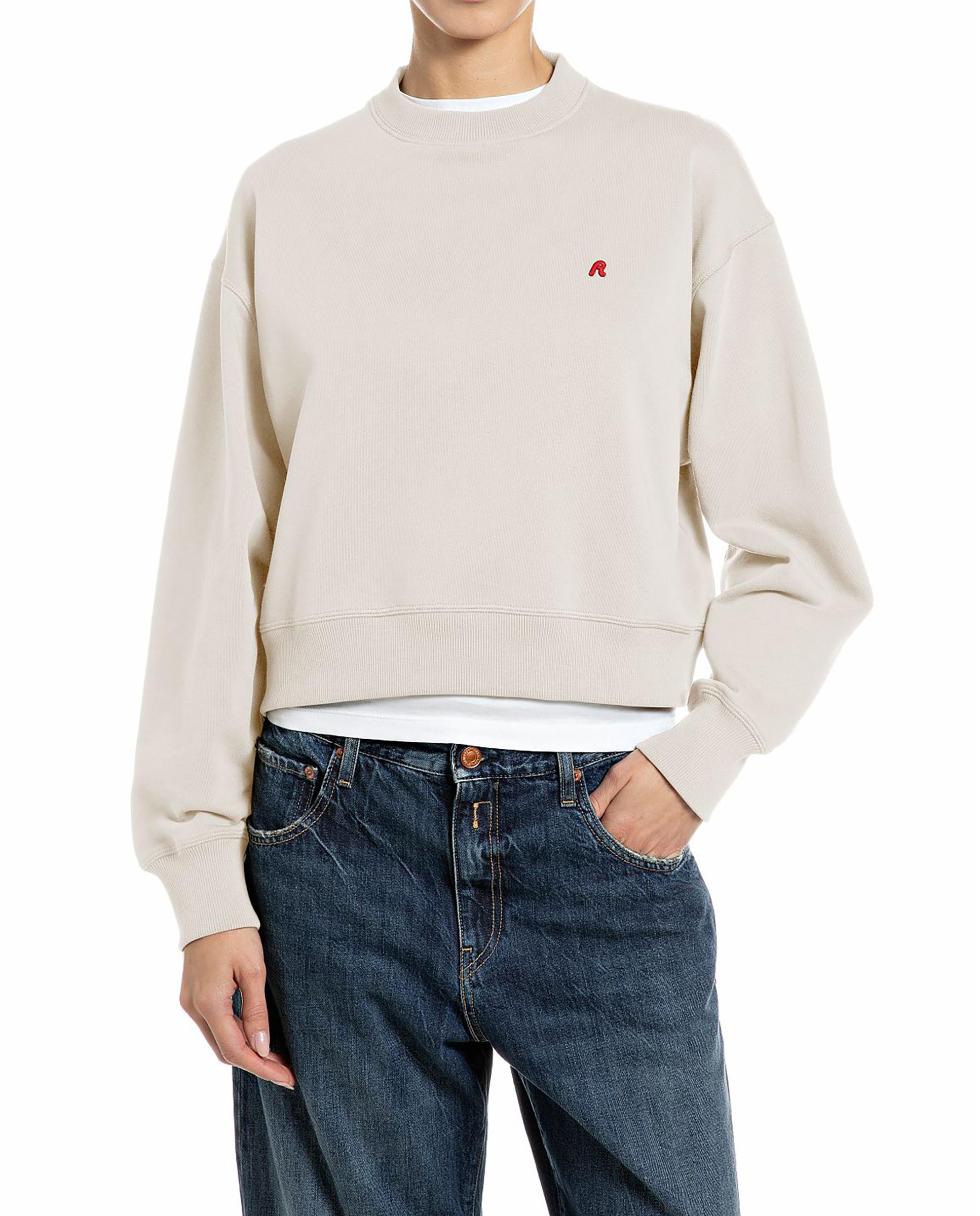 Sudadera de mujer de algodón de cuello redondo - Replay - Crudo Crudo-1