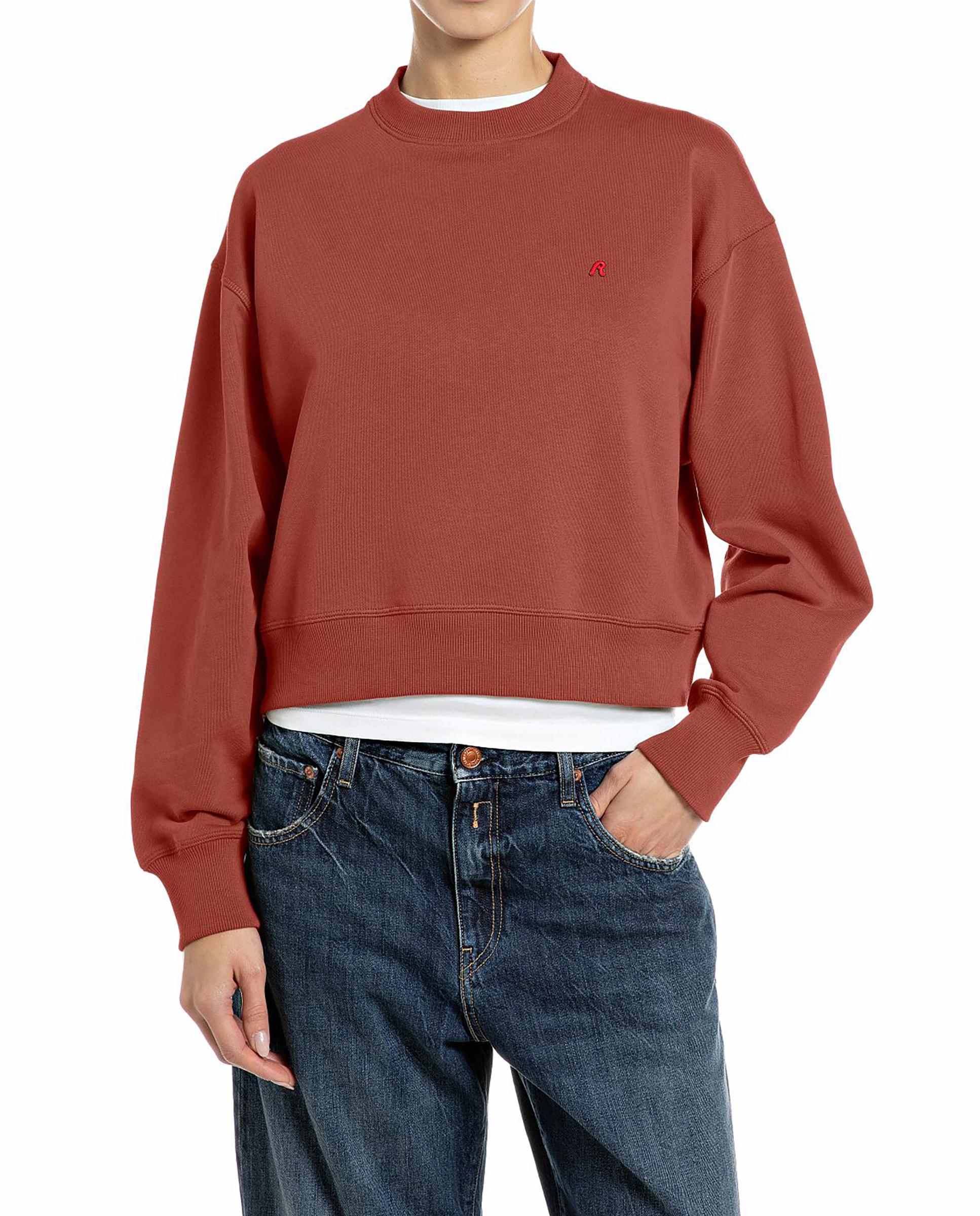 Sudadera de mujer de algodón de cuello redondo - Replay - Teja Teja-1