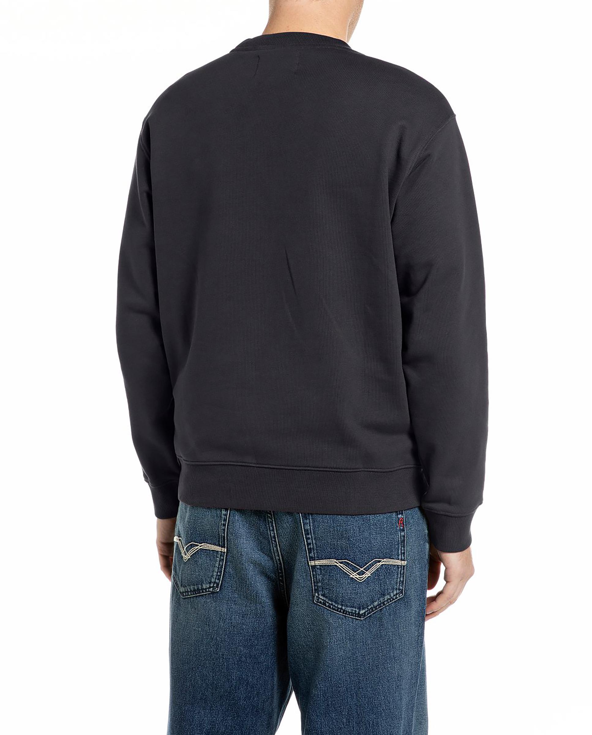 Sudadera de hombre de cuello redondo con r bordada - Replay - Gris oscuro Gris oscuro-2