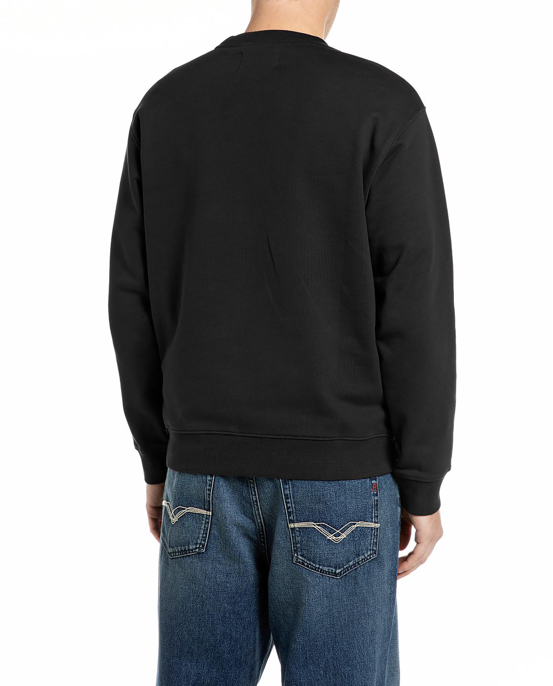 Sudadera de hombre de cuello redondo con r bordada - Replay - Negro Negro-2