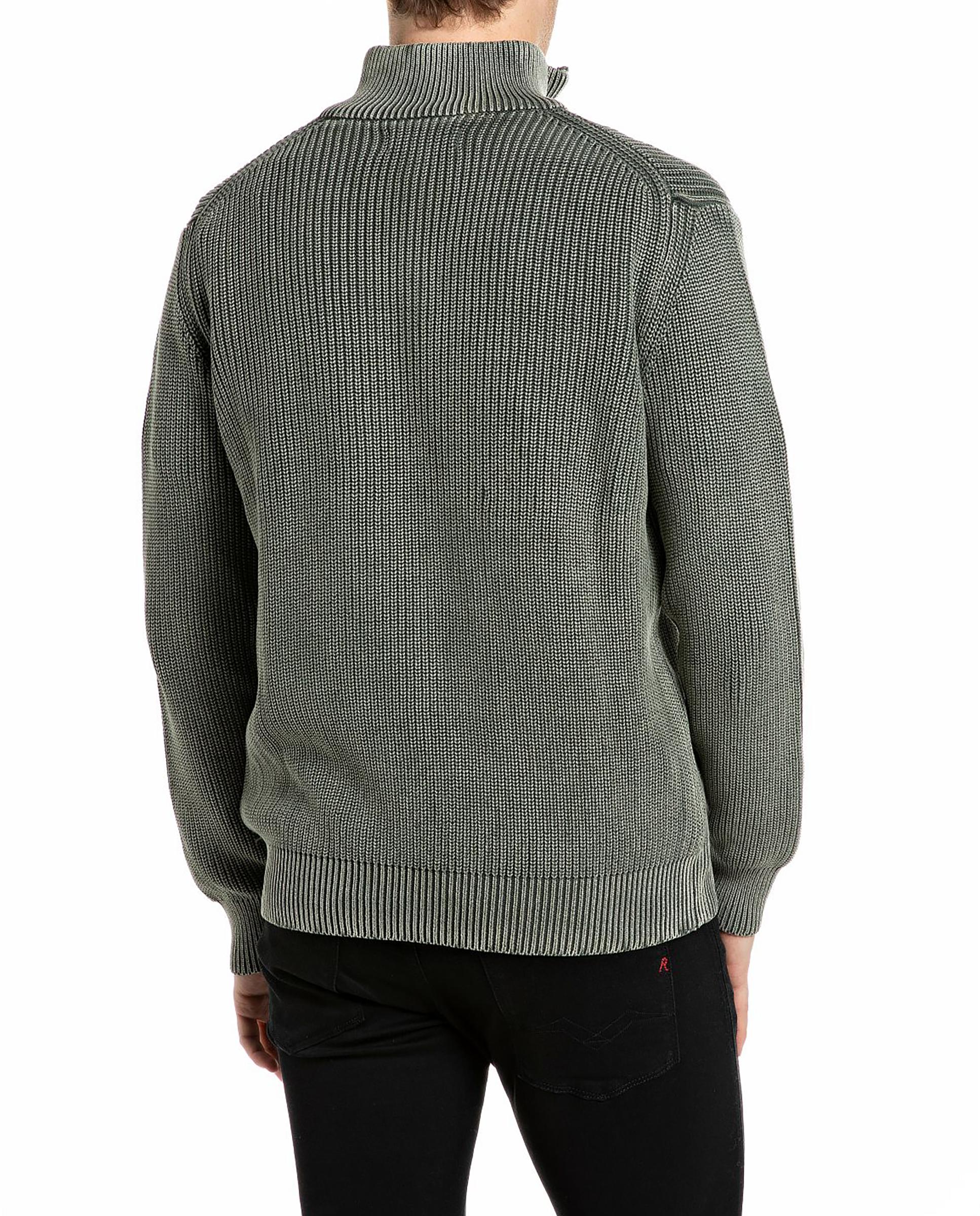Imagen 2 de Jersey de hombre de algodón con cuello alto con cremallera - Replay - Verde militar Verde militar