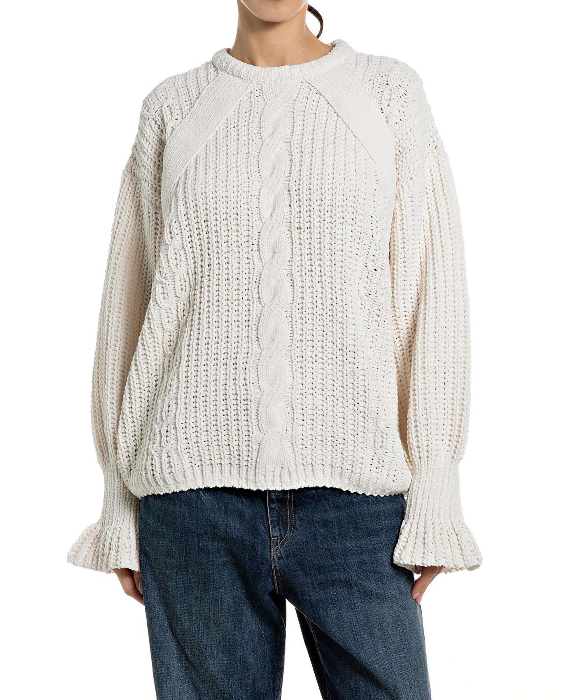 Jersey de mujer holgado con cuello redondo - Replay - Blanco Blanco-1